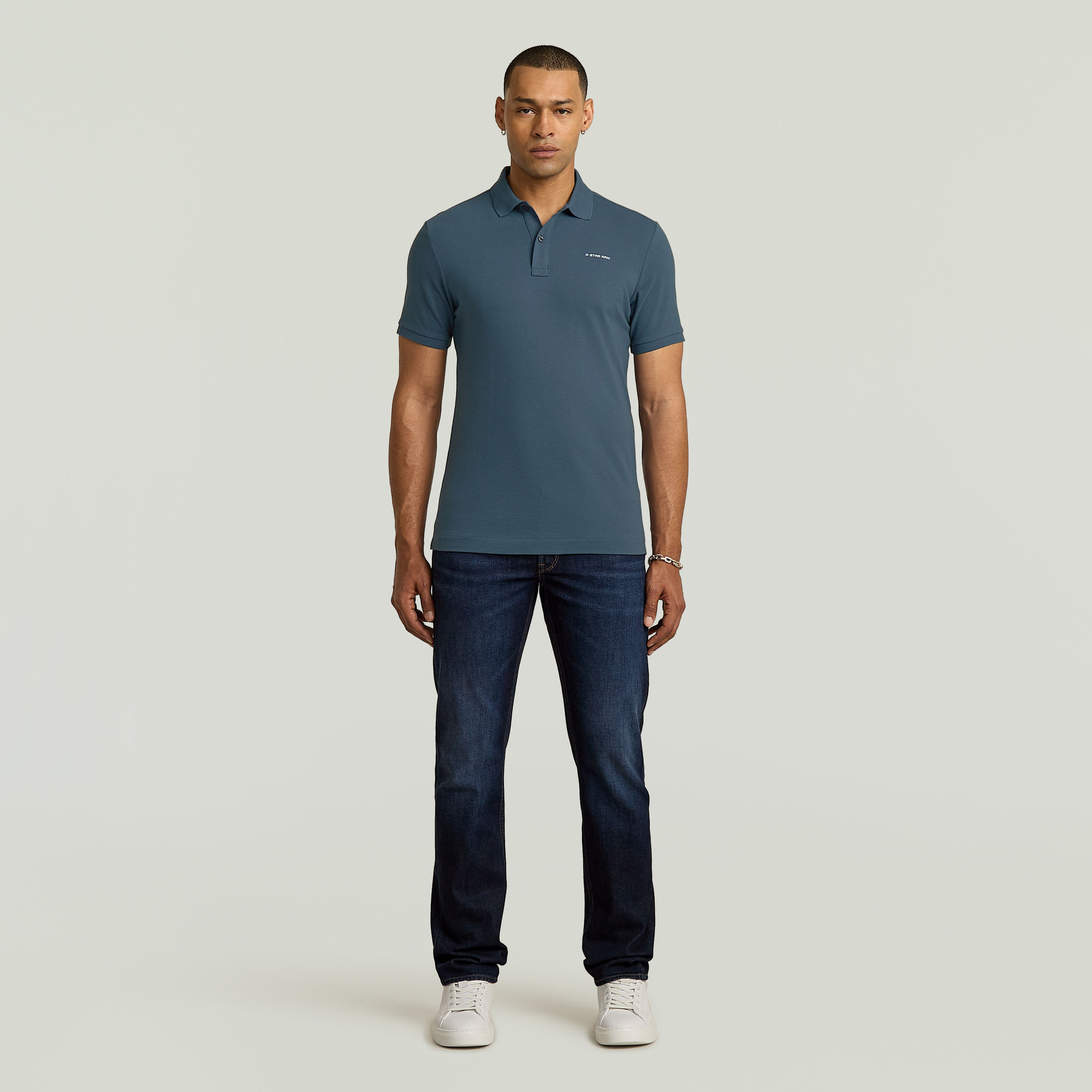 G-Star RAW Oluv Slim Polo Midden blauw Heren