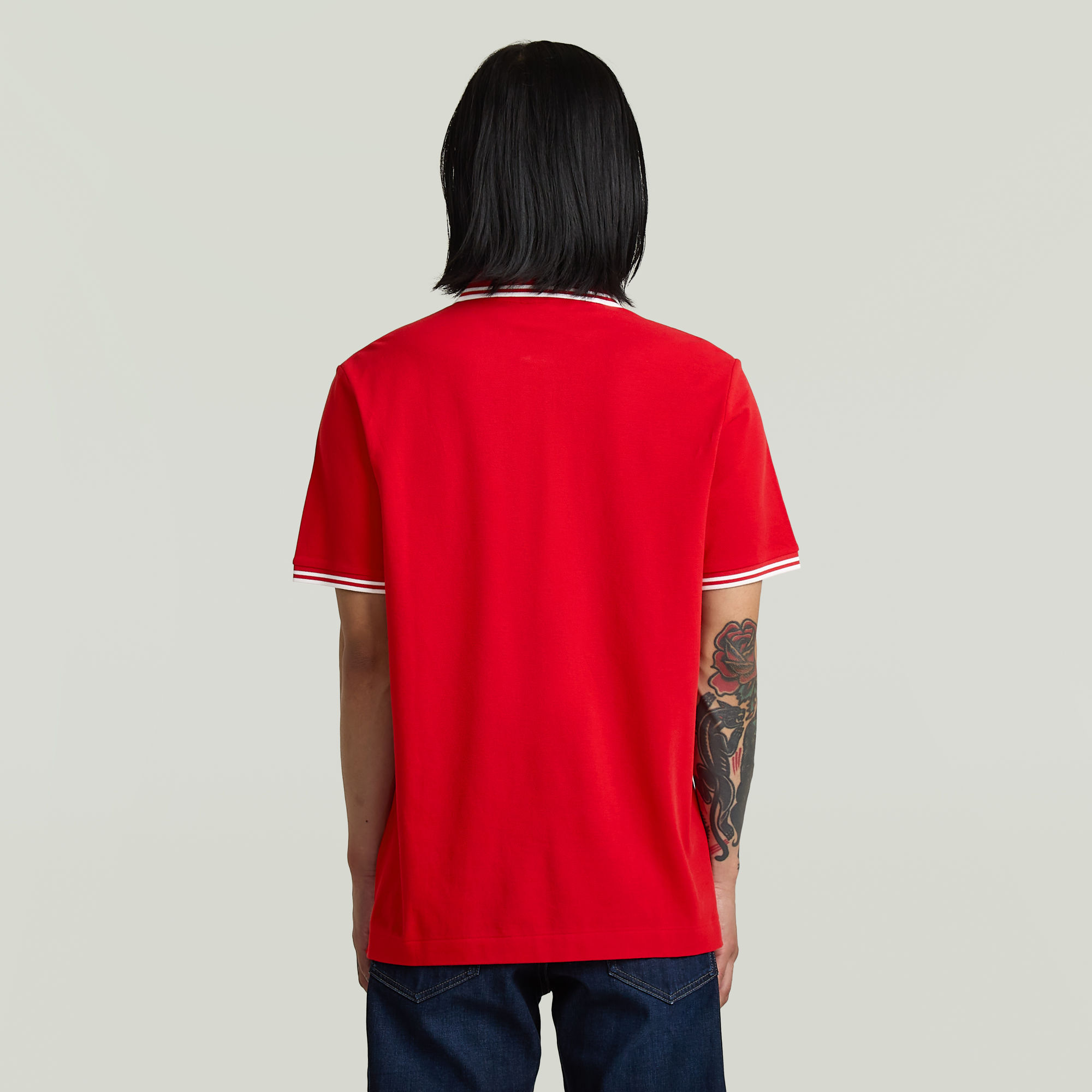 G-Star RAW Chest Logo Striped Polo Rood Heren