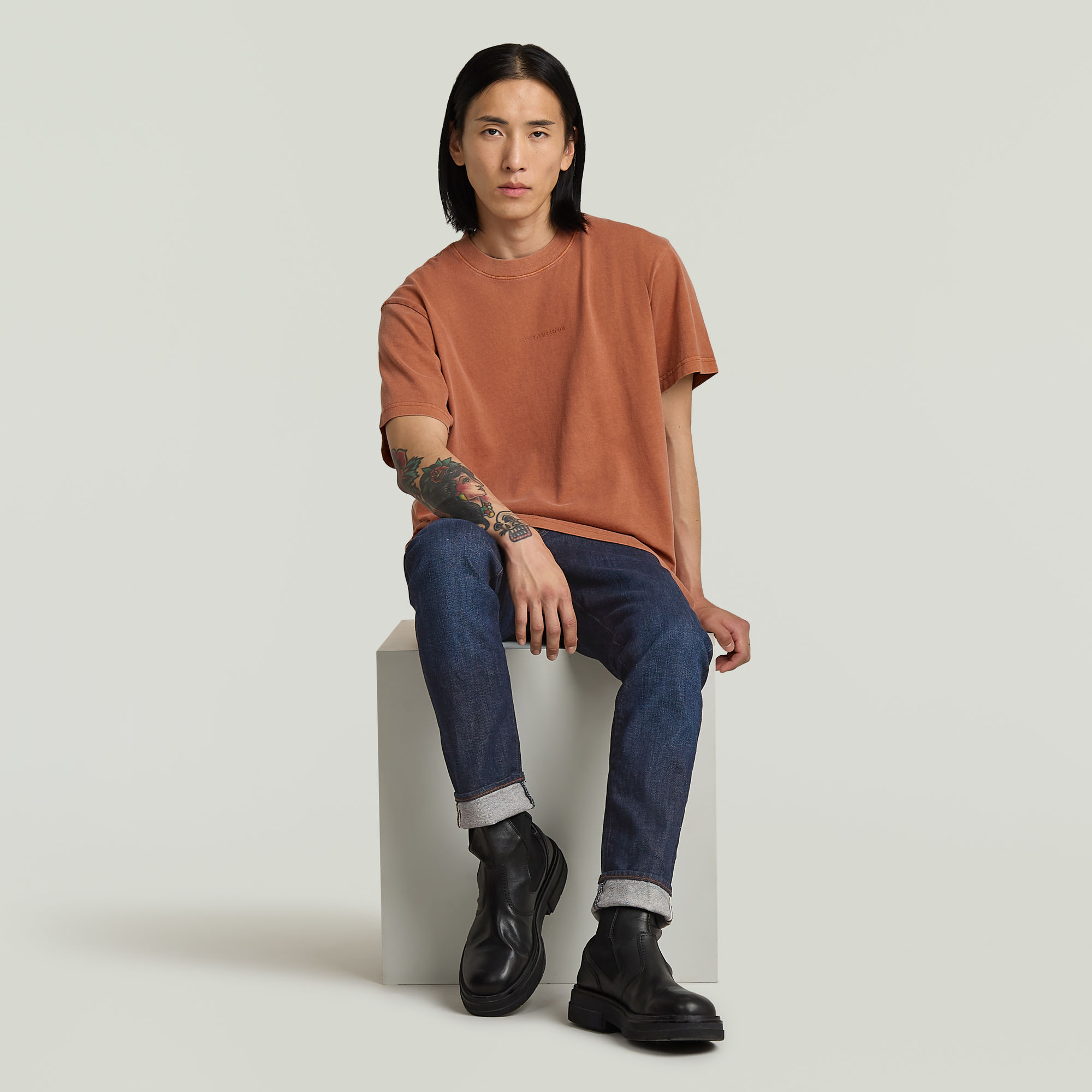 G-Star RAW Overdyed Center Chest T-shirt Rood Heren