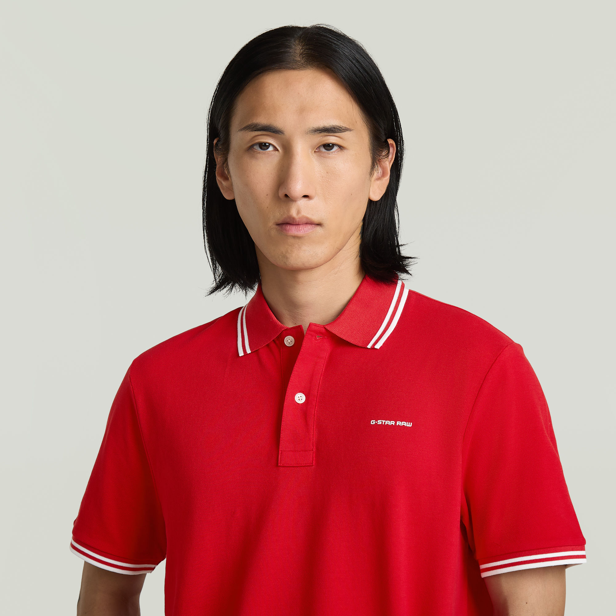 G-Star RAW Chest Logo Striped Polo Rood Heren