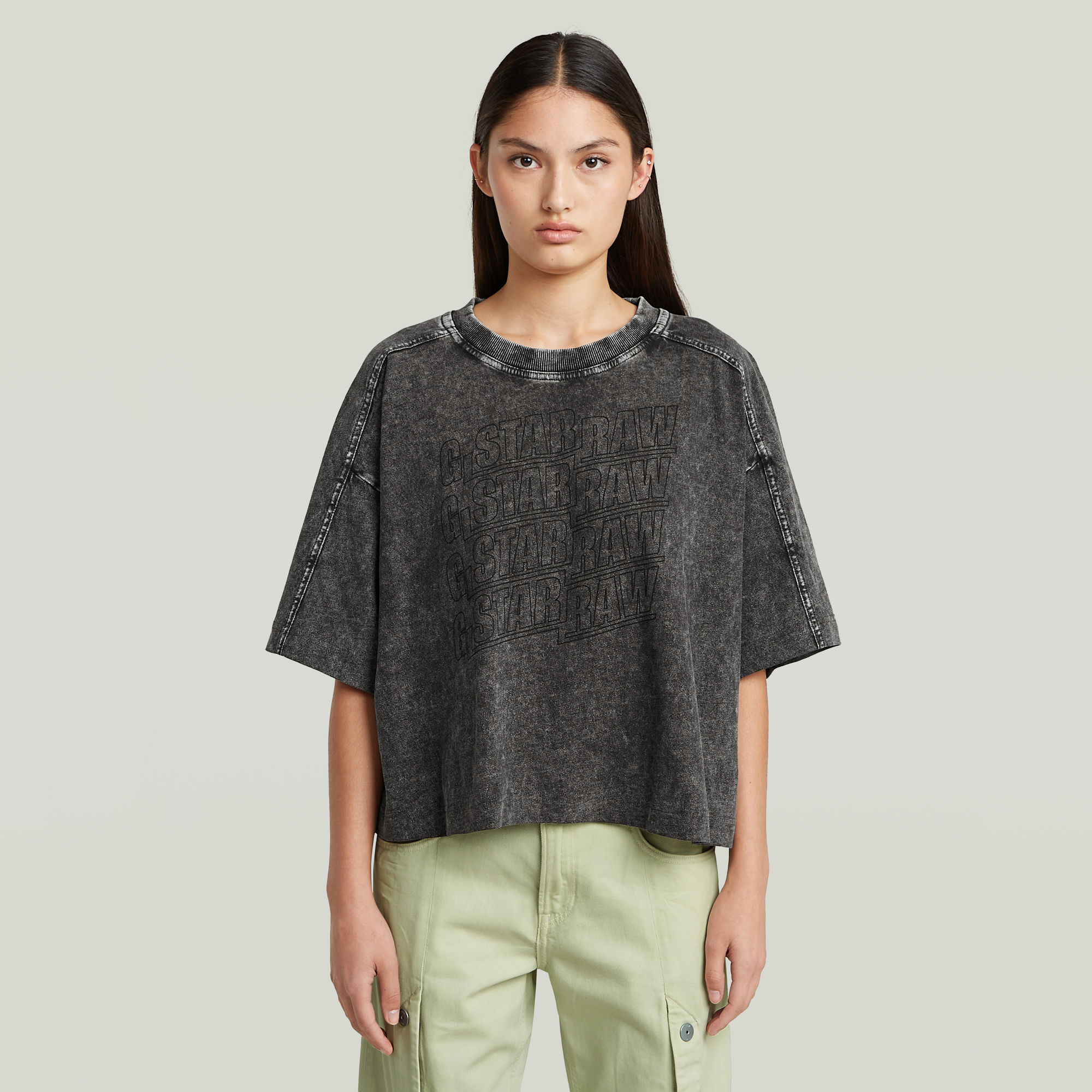 G-Star RAW Washed Multi Logo Oversized T-shirt - Grijs - Dames