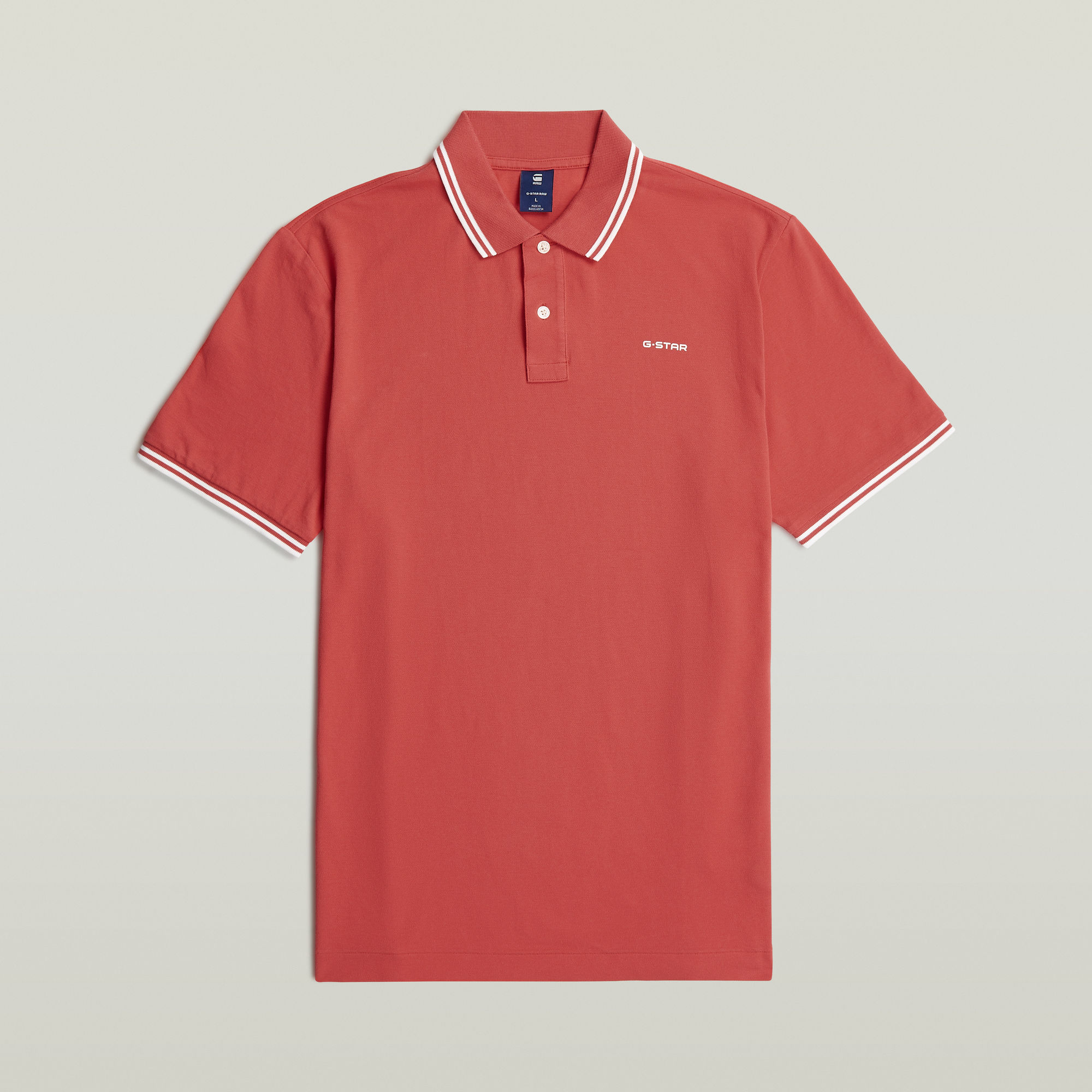 Thumbnail - Chest Logo Striped Poloshirt - Rot - Herren