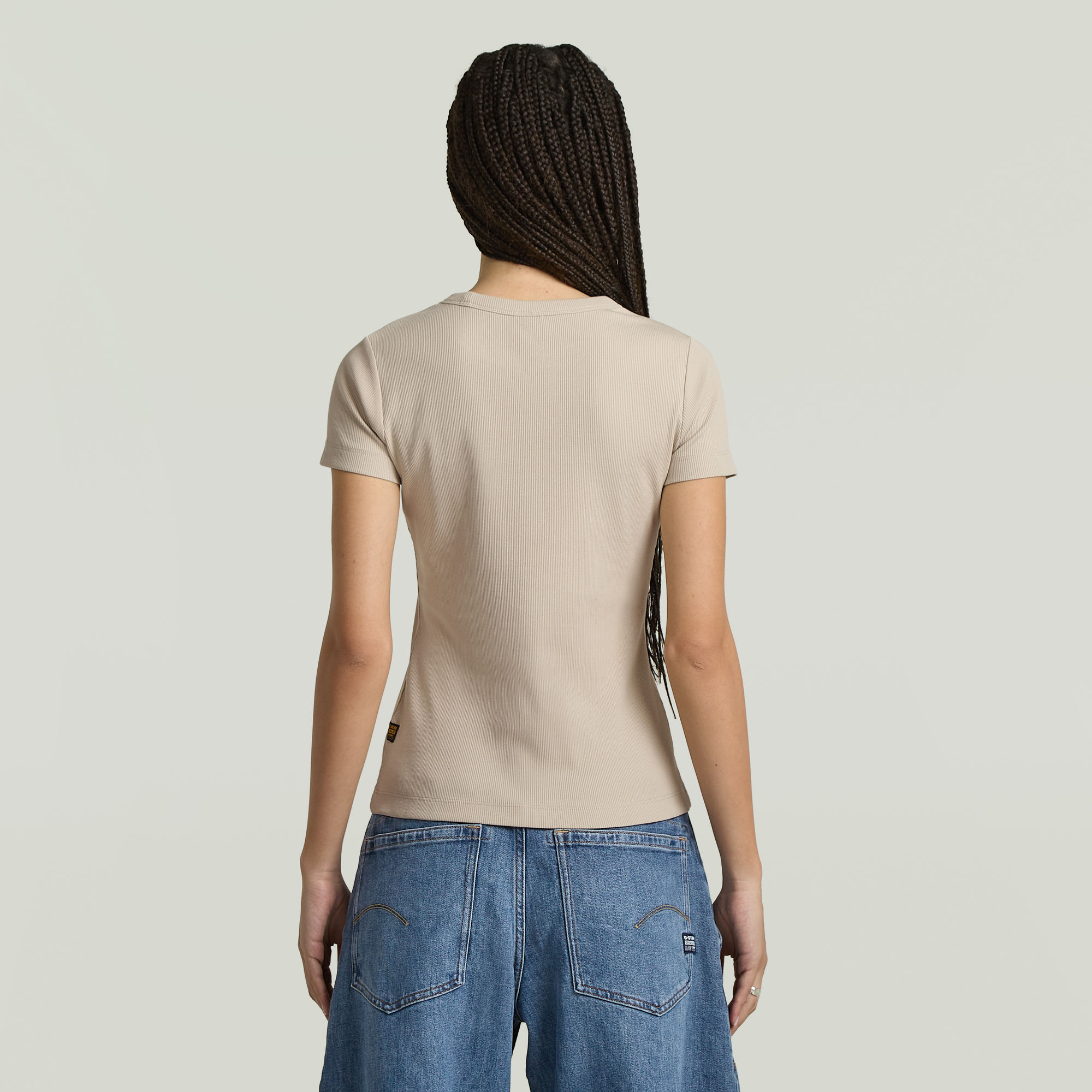 G-Star RAW Rib Cap Sleeve T-shirt Beige Dames