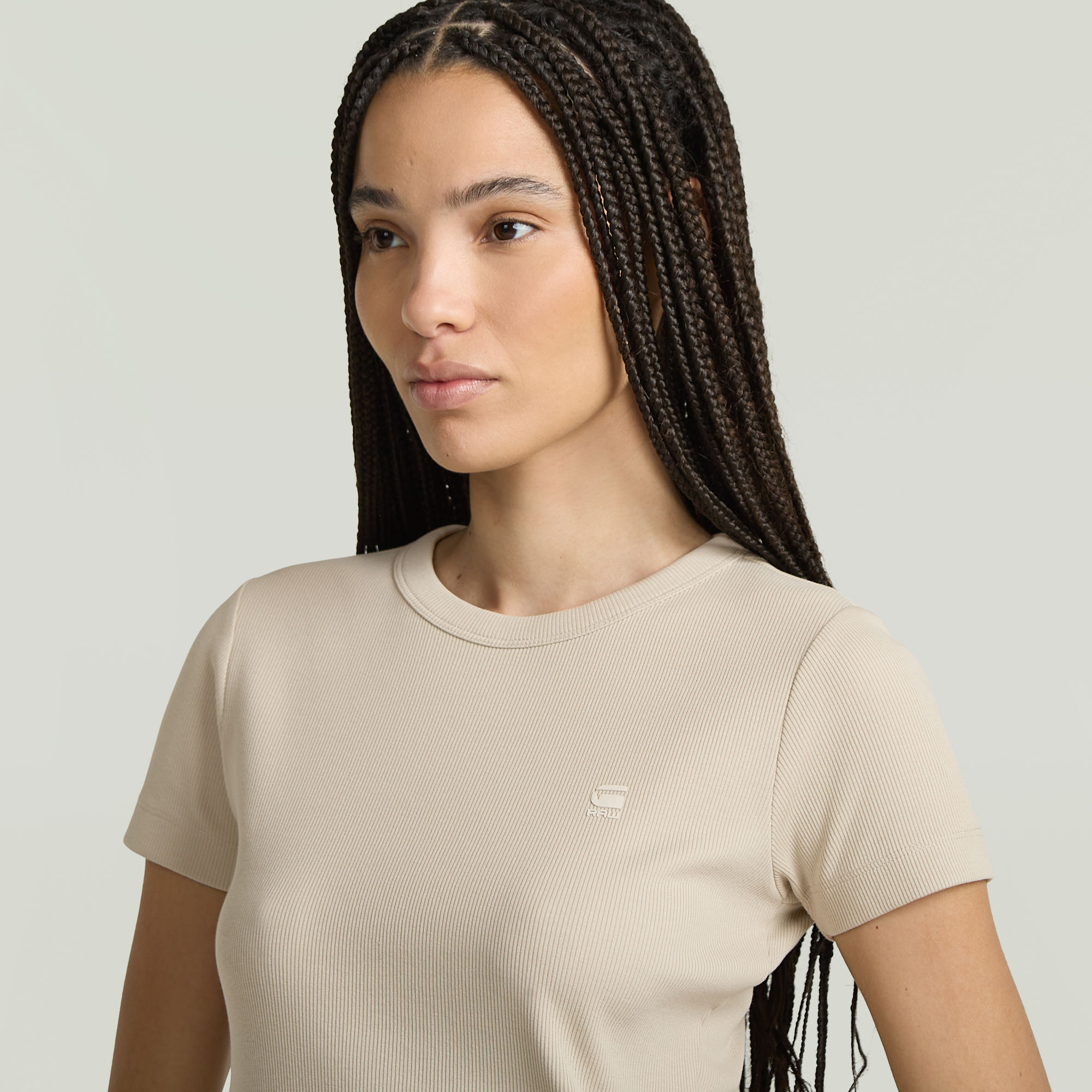 G-Star RAW Rib Cap Sleeve T-shirt Beige Dames