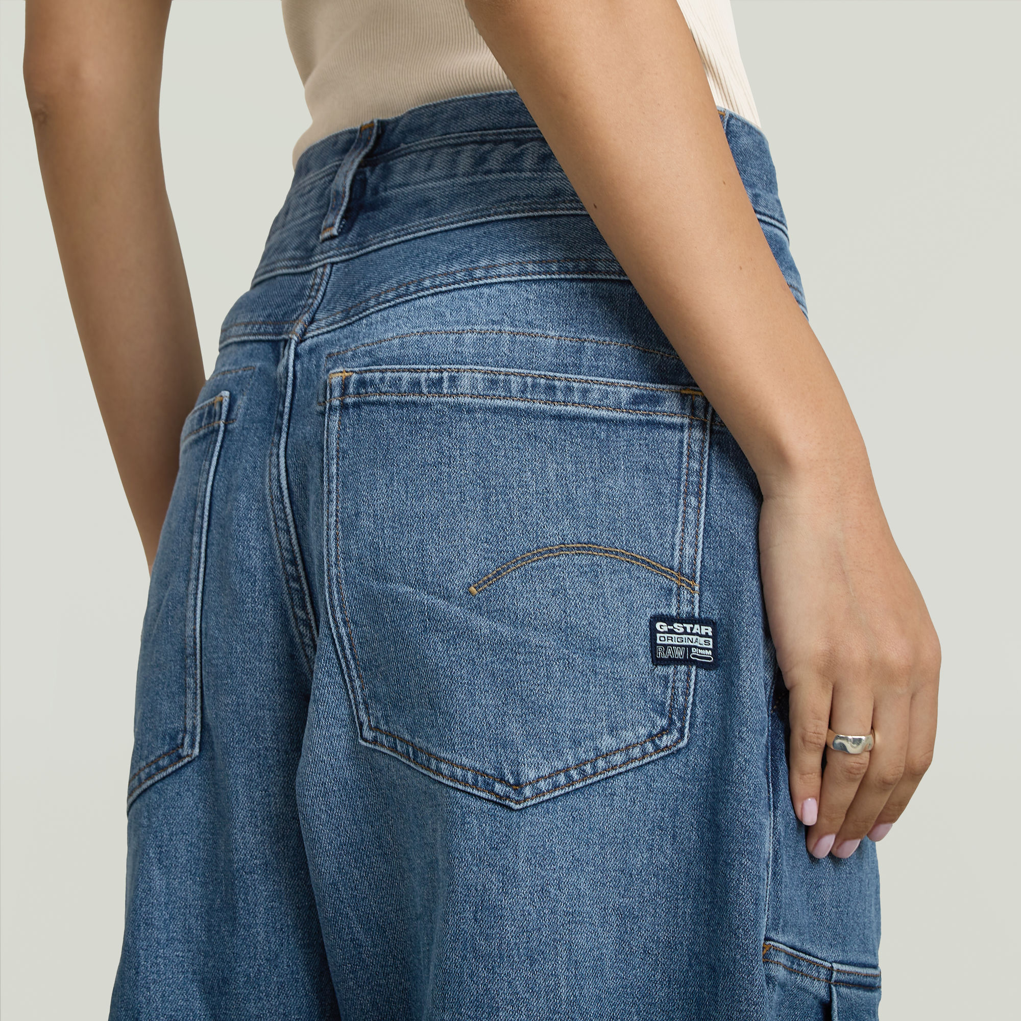 G-Star RAW Pleated Loose Jeans Midden blauw Dames