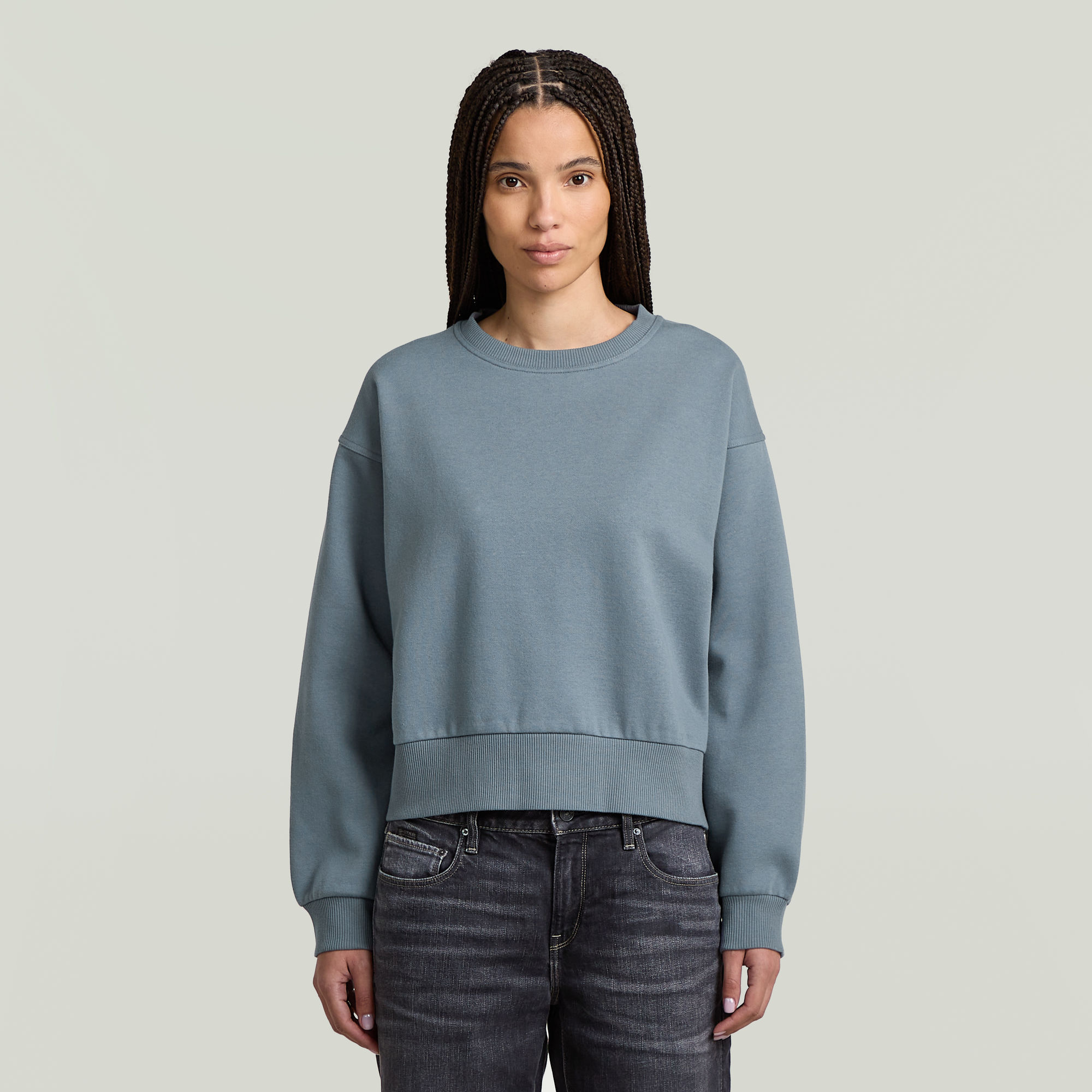 G-Star RAW Premium Core Cropped Loose Sweater Grijs Dames
