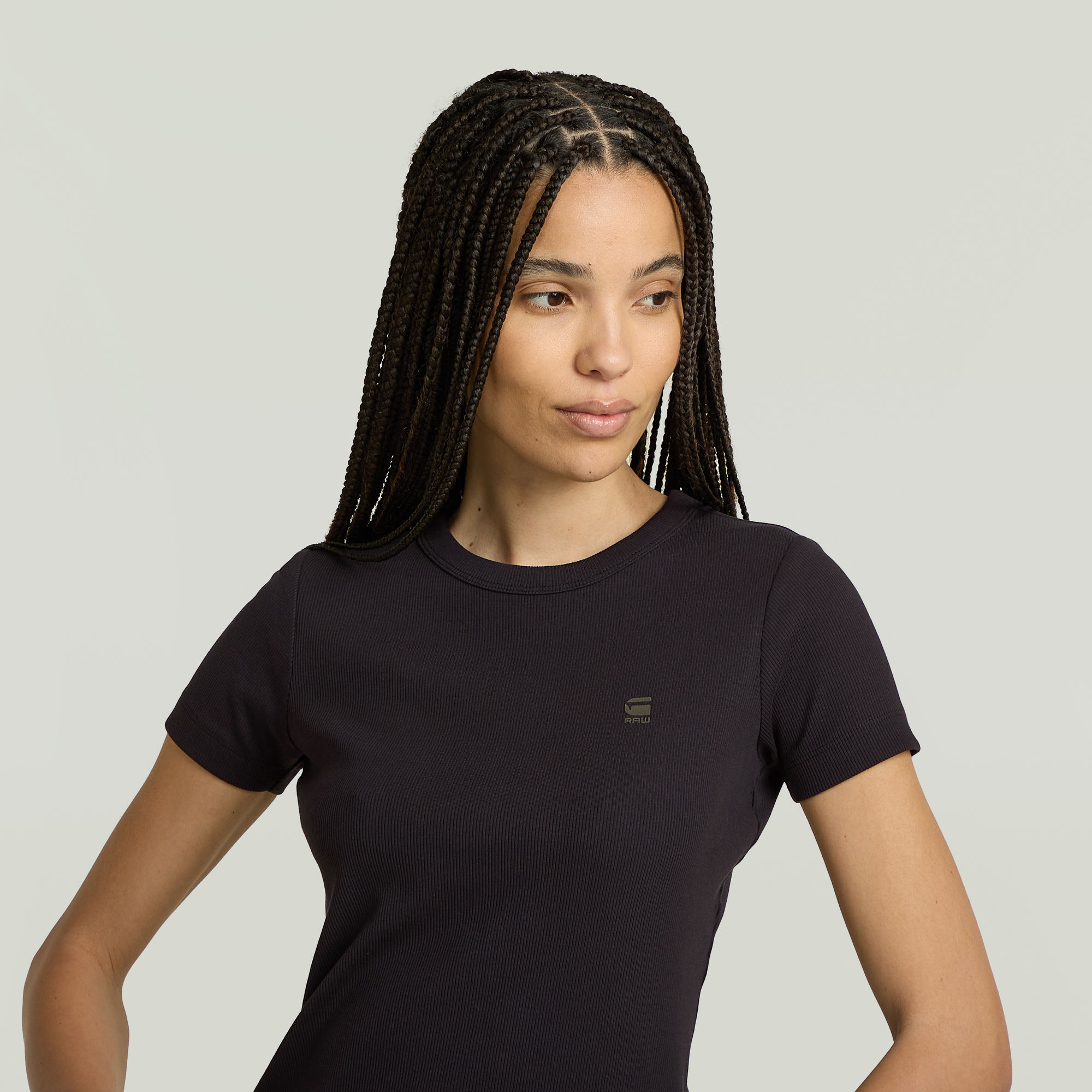 G-Star RAW Rib Cap Sleeve T-shirt Zwart Dames