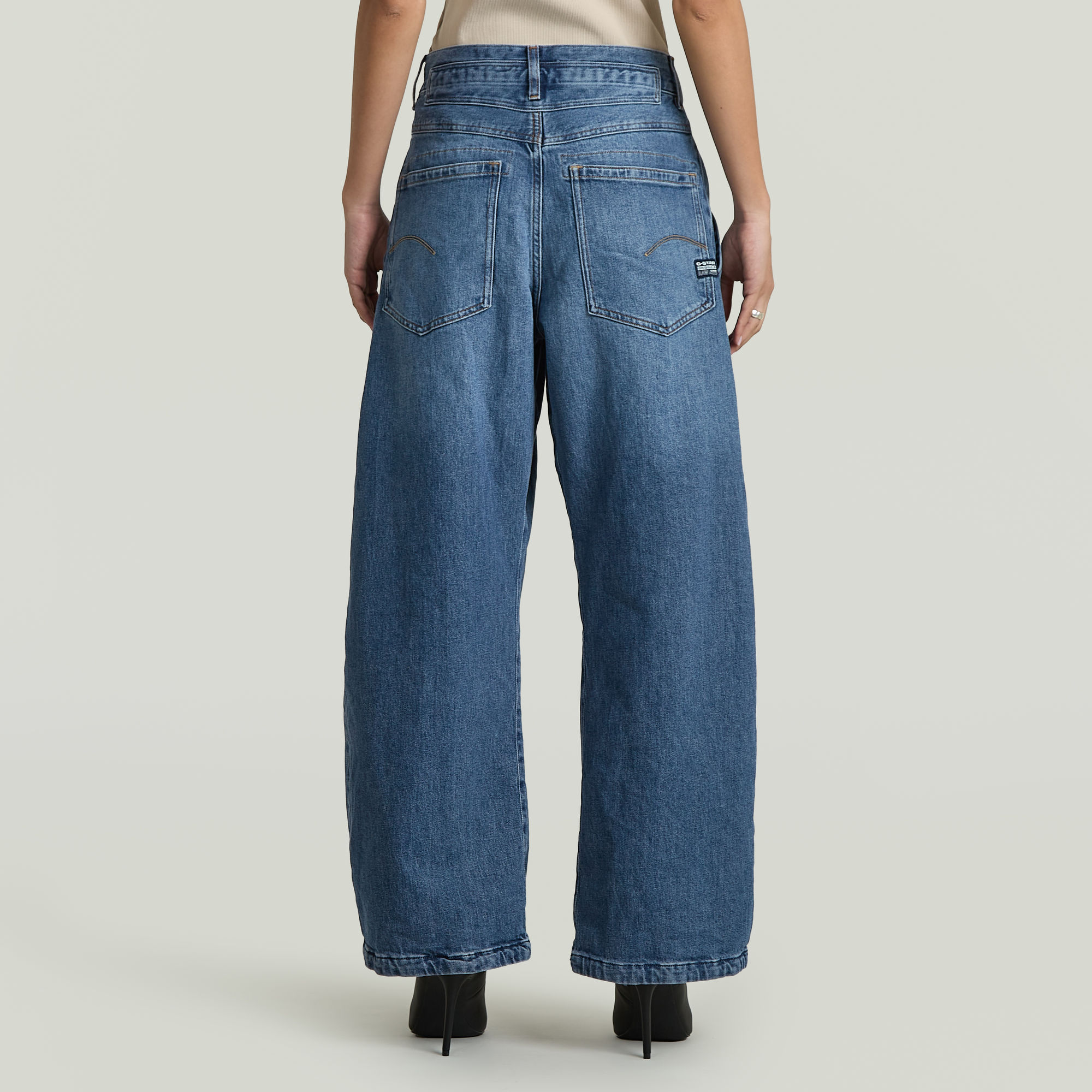G-Star RAW Pleated Loose Jeans Midden blauw Dames