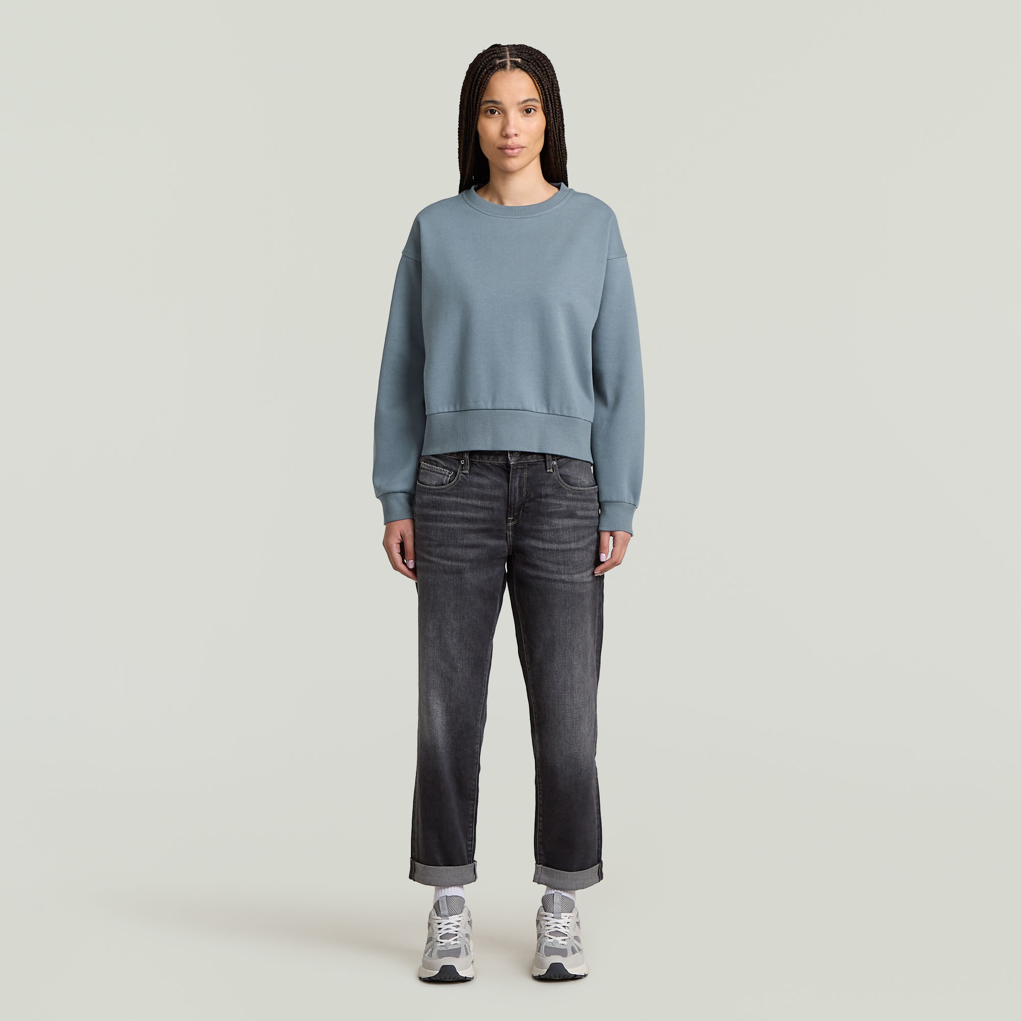 G-Star RAW Premium Core Cropped Loose Sweater Grijs Dames