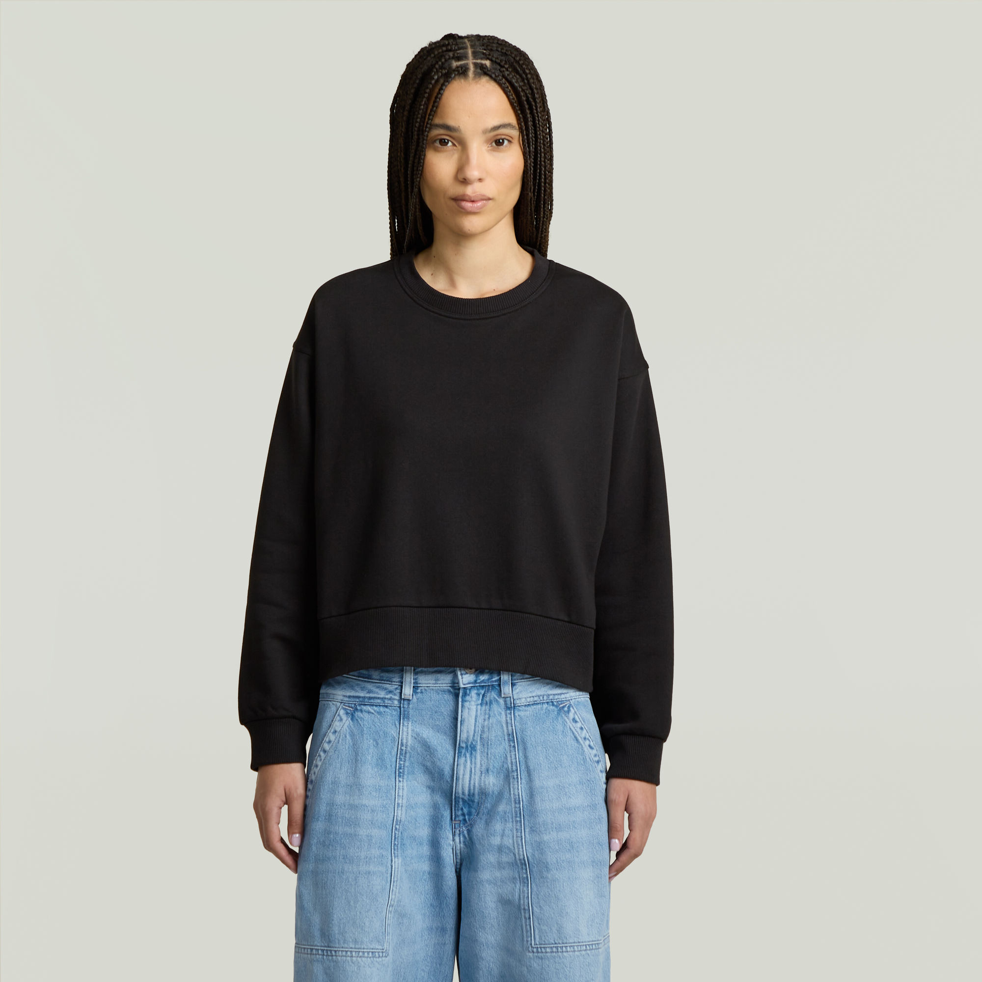 G-Star RAW Premium Core Cropped Loose Sweater Zwart Dames