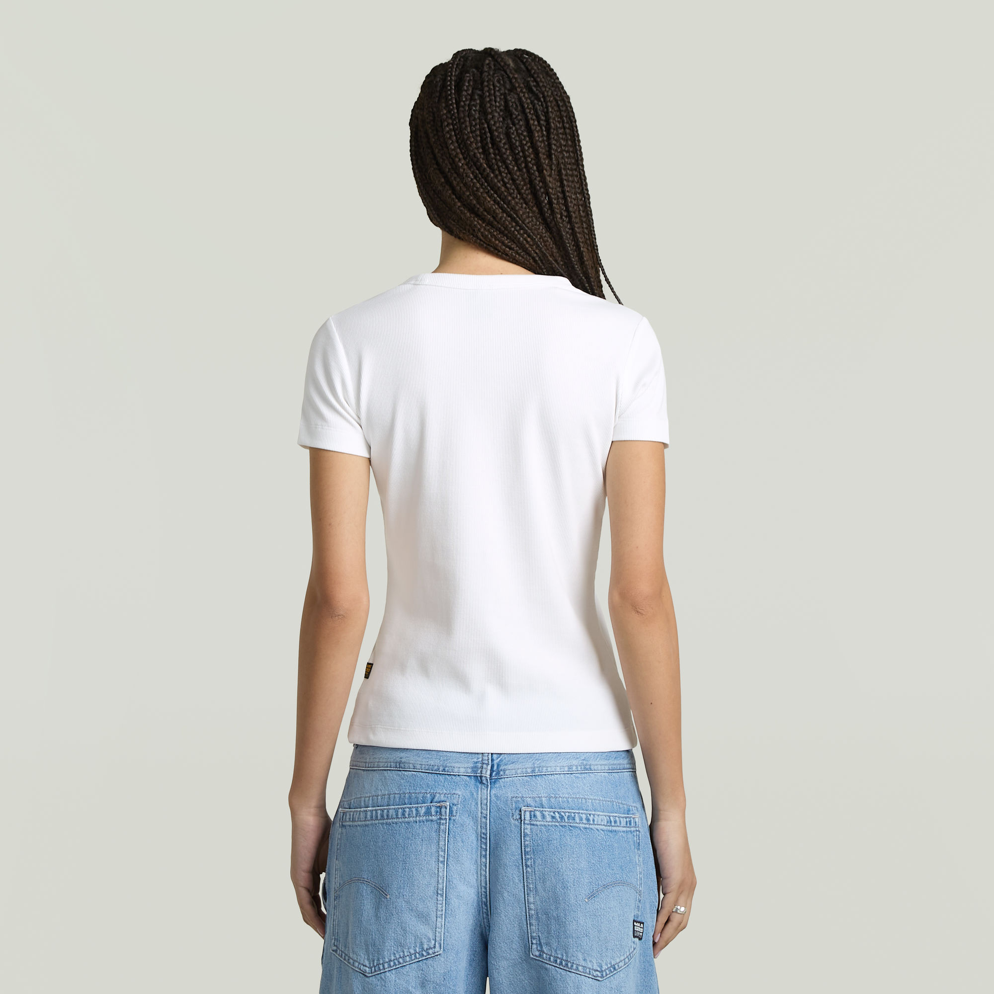 G-Star RAW Rib Cap Sleeve T-shirt Wit Dames