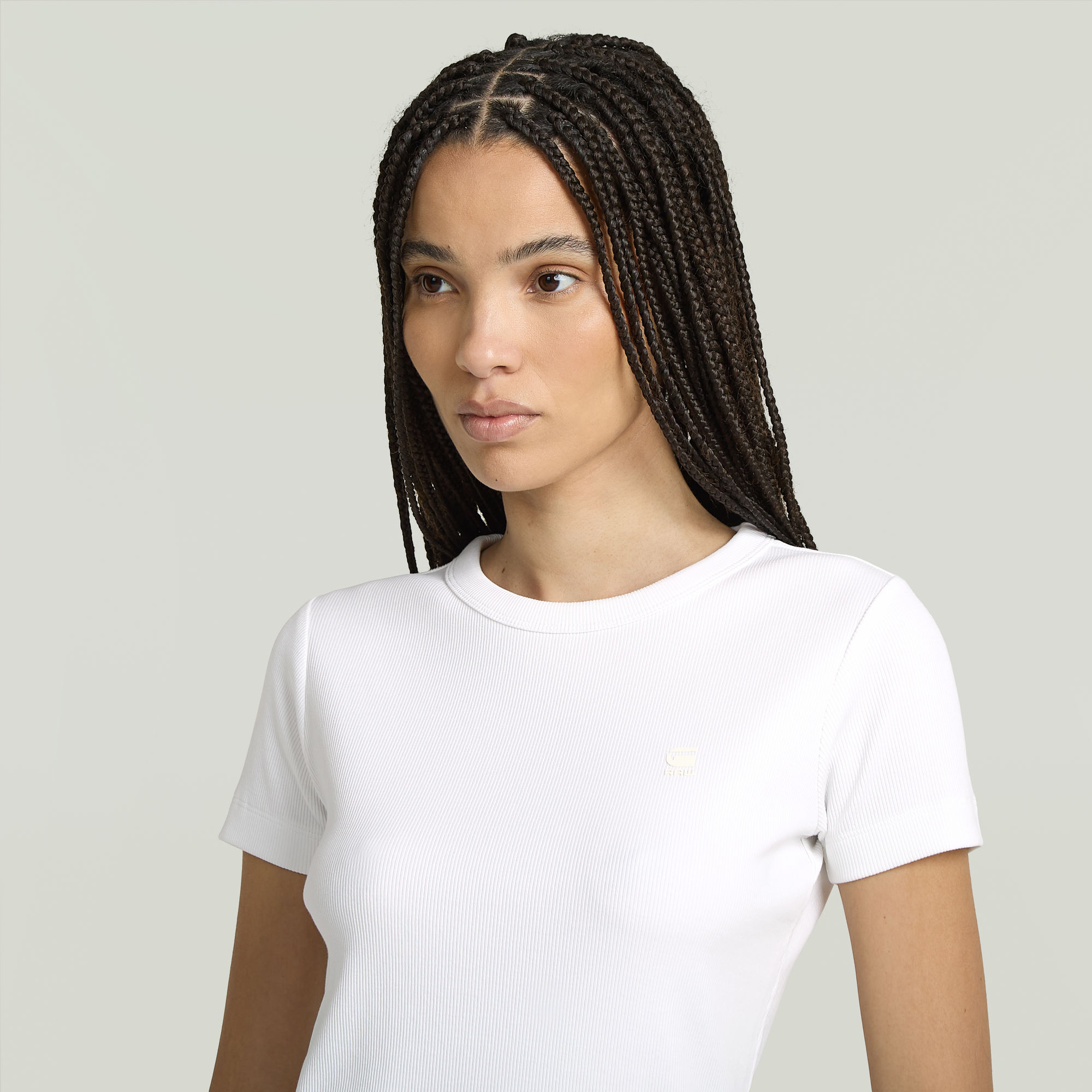 G-Star RAW Rib Cap Sleeve T-shirt Wit Dames