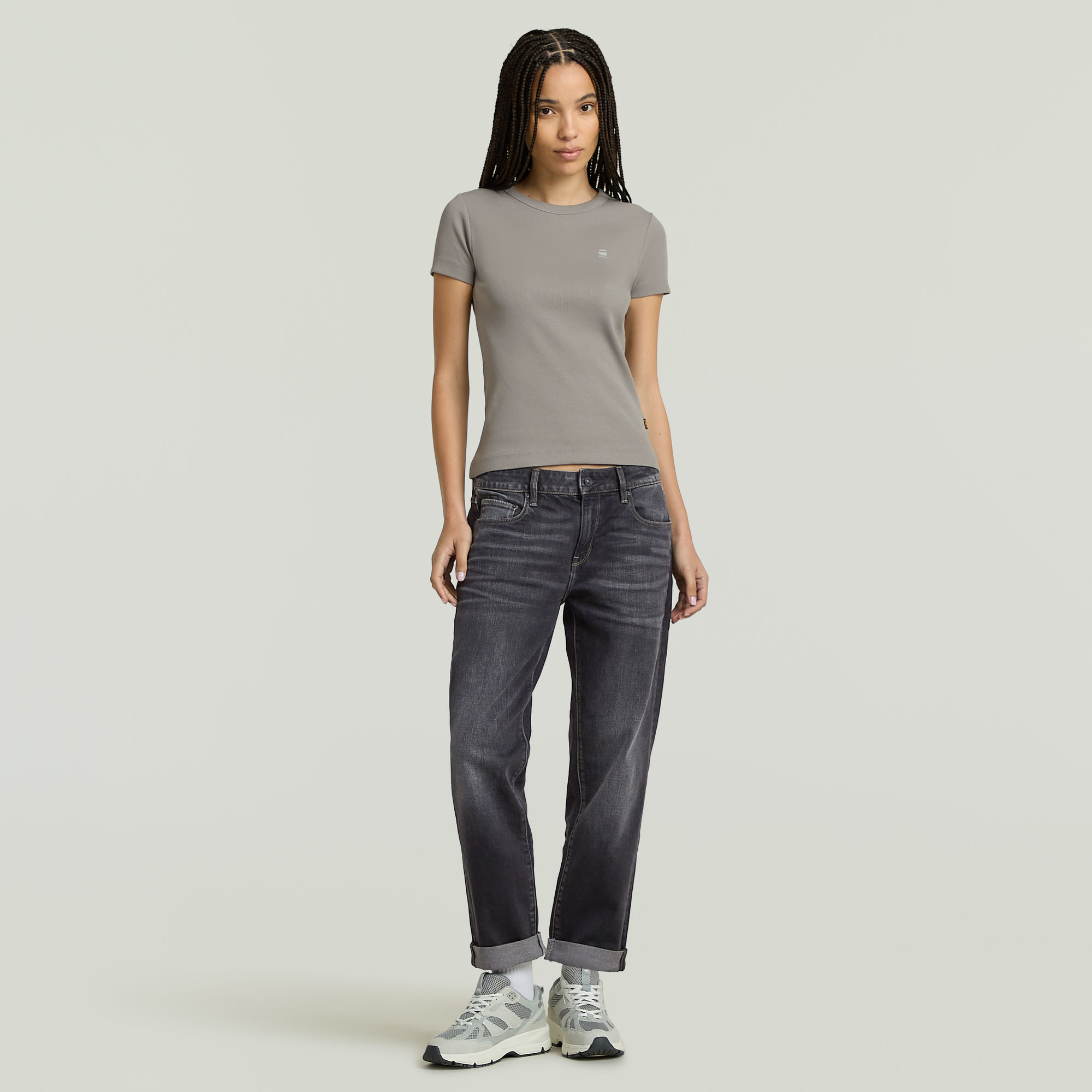 G-Star RAW Rib Cap Sleeve T-shirt Grijs Dames