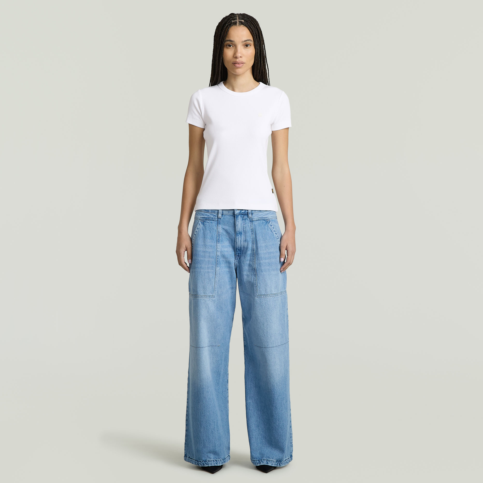 G-Star RAW Wide Leg Jeans Midden blauw Dames