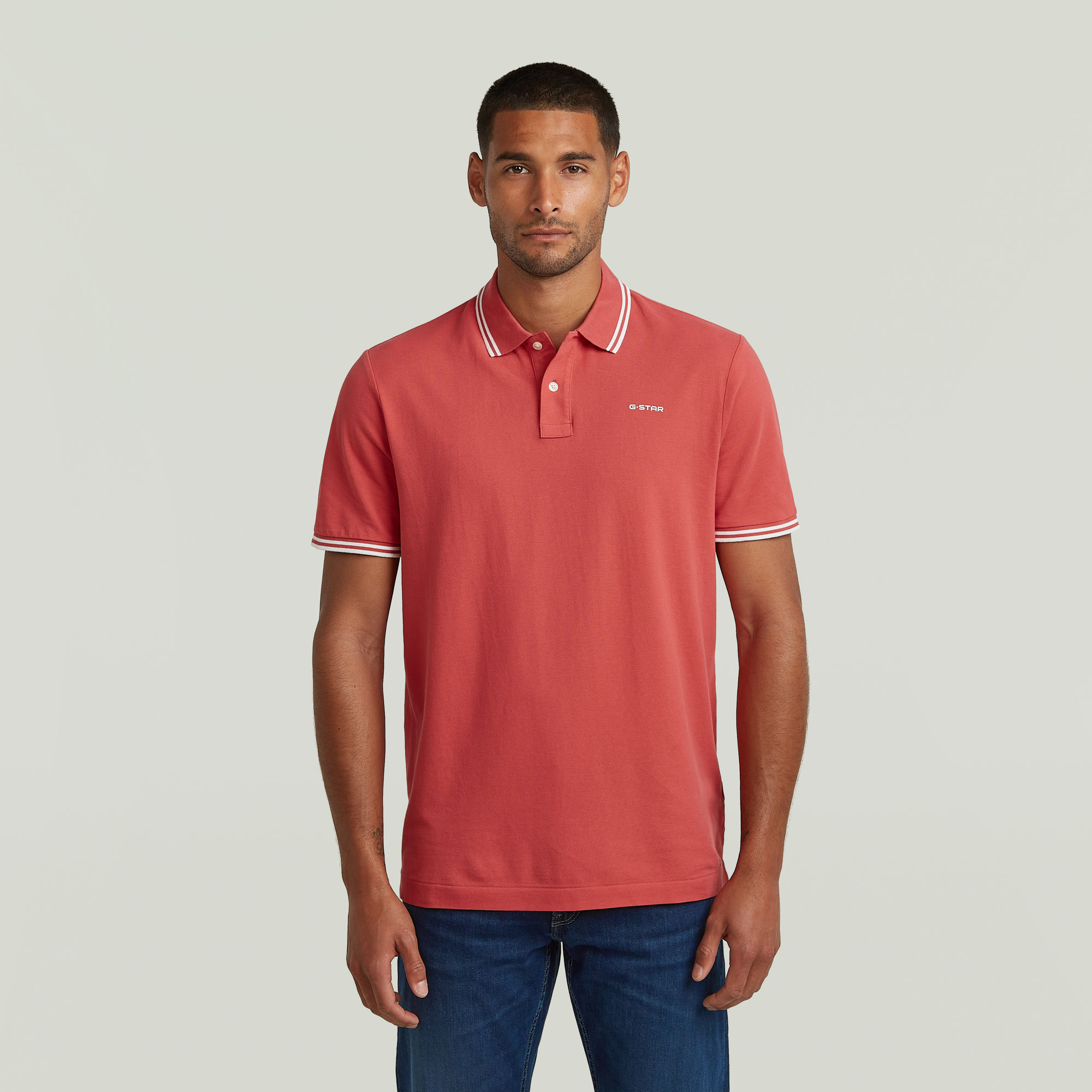G-Star RAW Chest Logo Striped Polo - Rood - Heren