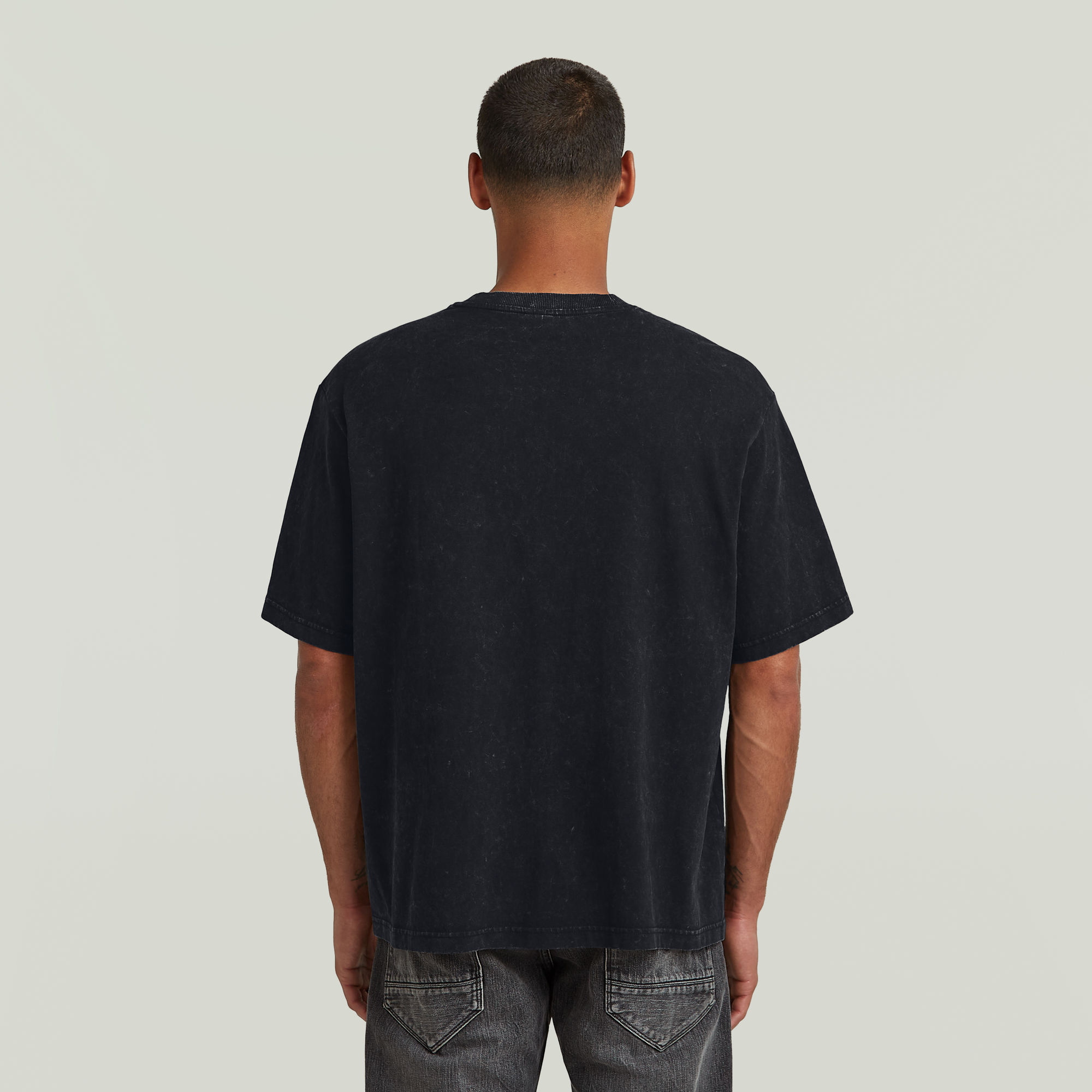 G-Star RAW Acid Wash Boxy T-Shirt Zwart Heren