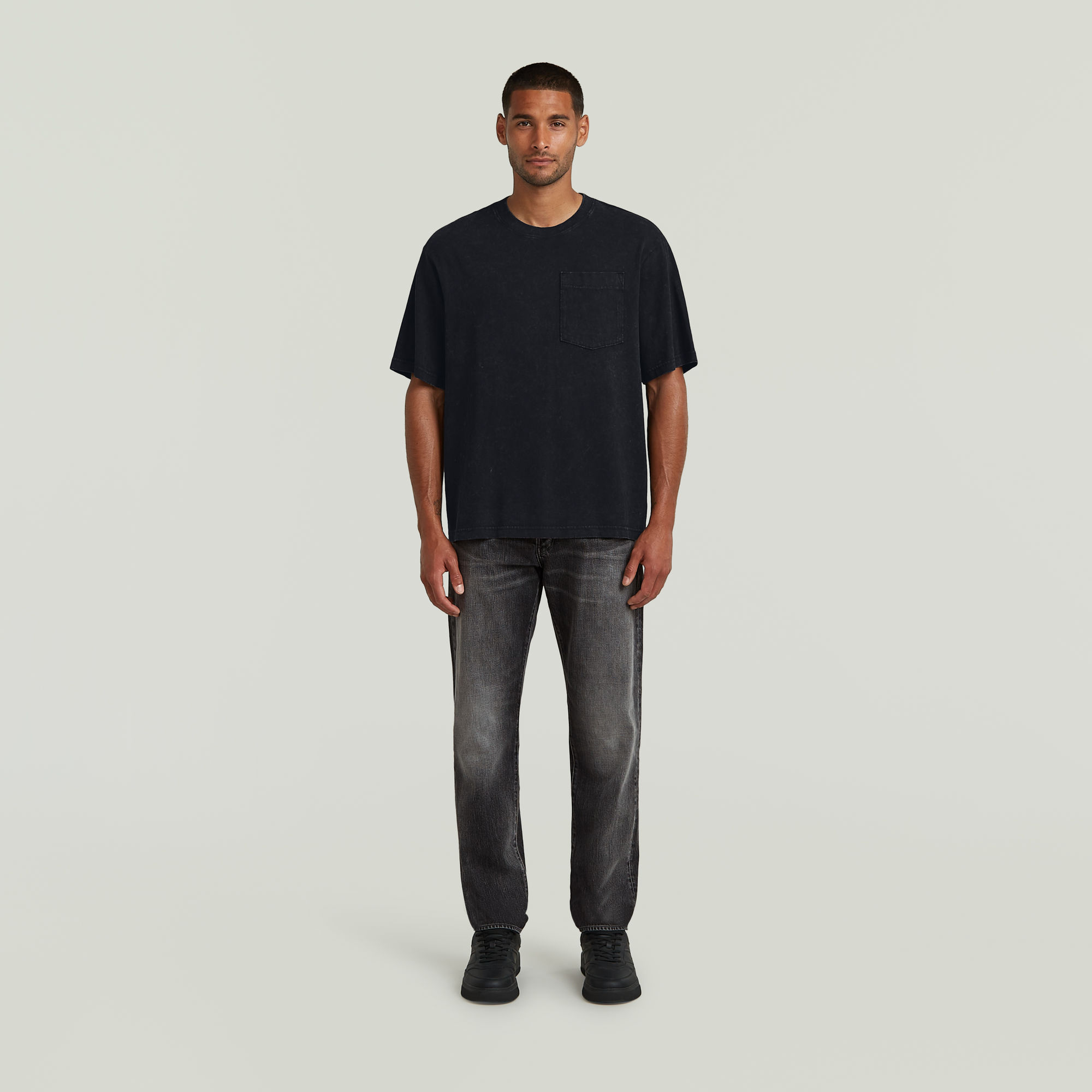 Thumbnail - Acid Wash Boxy T-Shirt - Schwarz - Herren