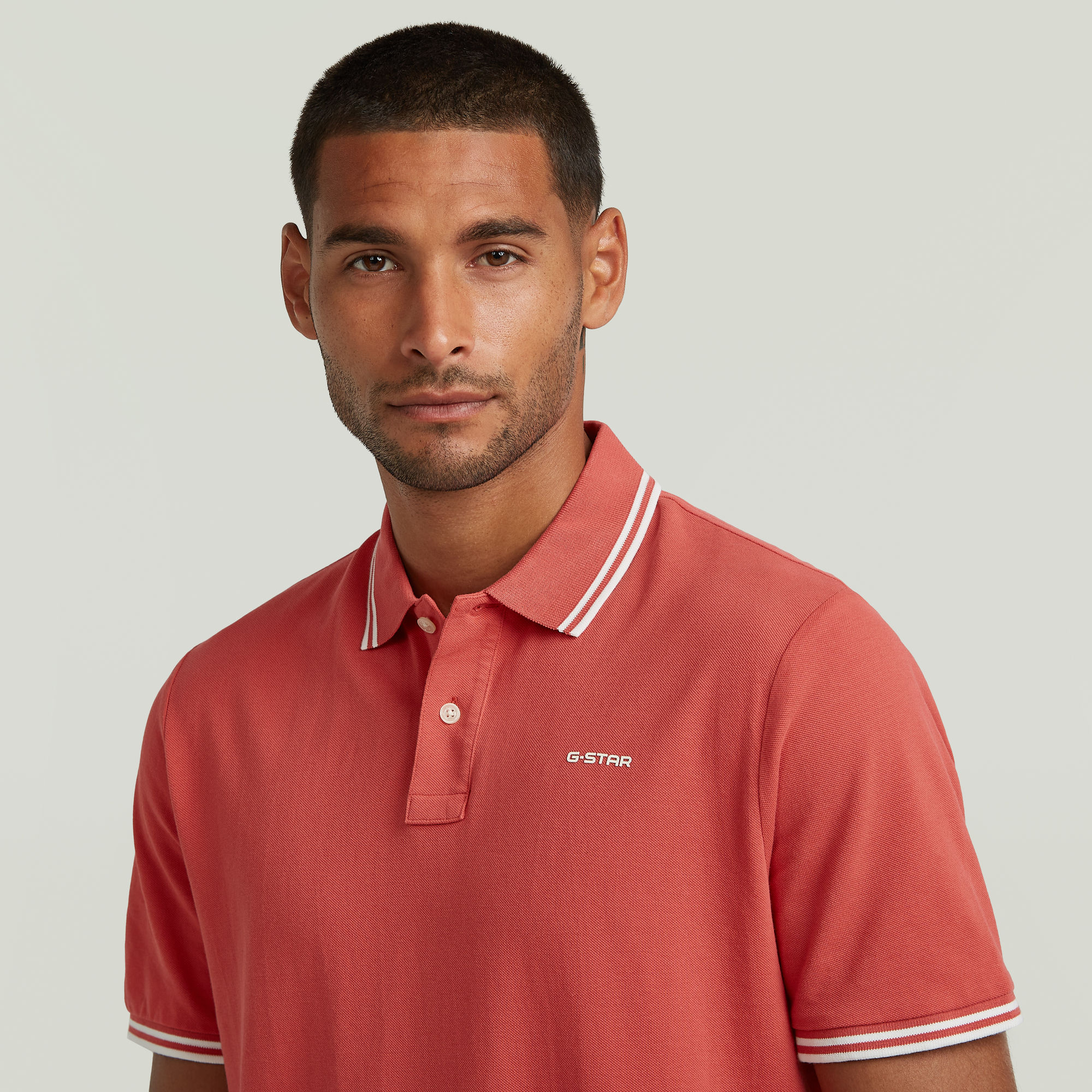 G-Star RAW Chest Logo Striped Polo Rood Heren