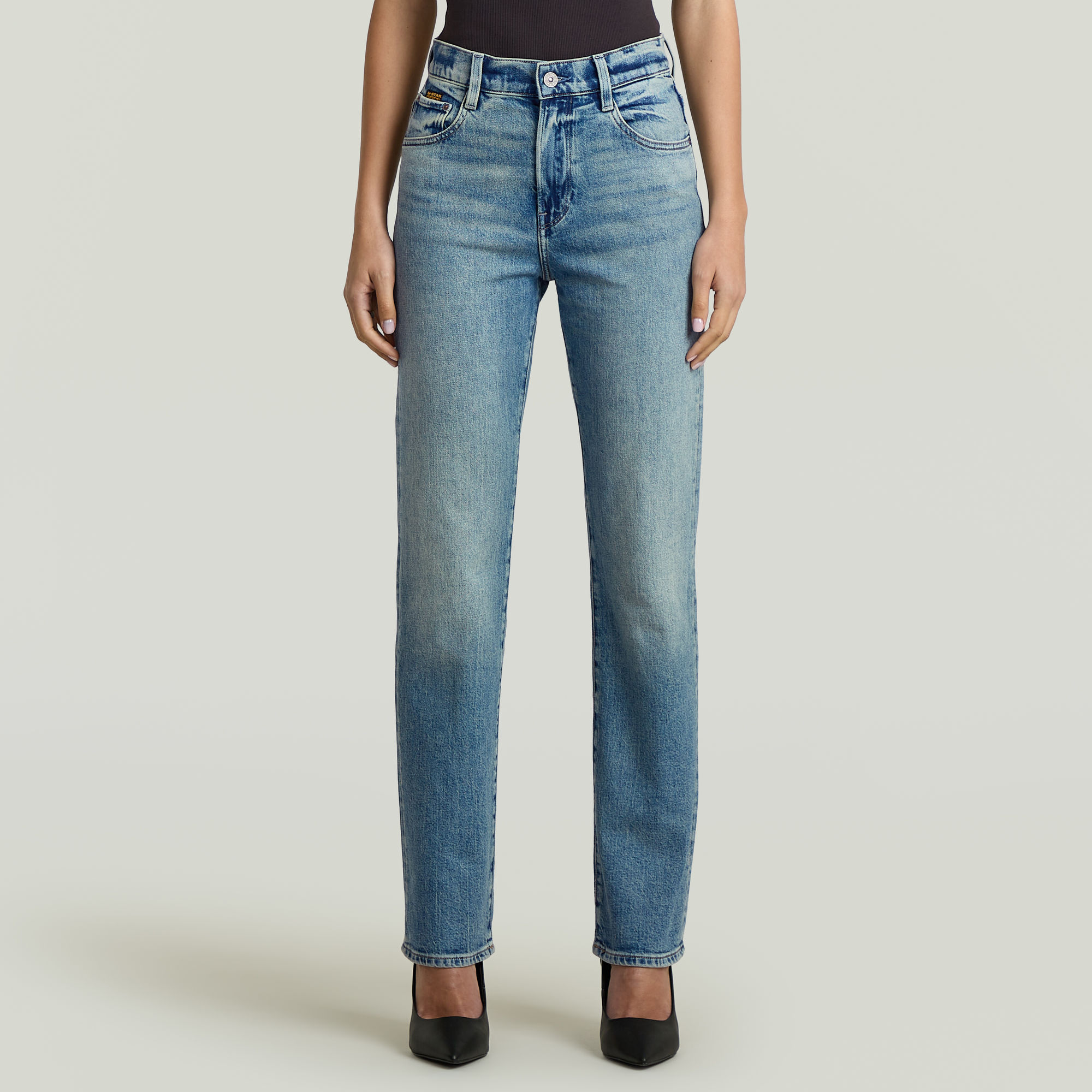 

Viktoria High Straight Jeans - Midden blauw - Dames