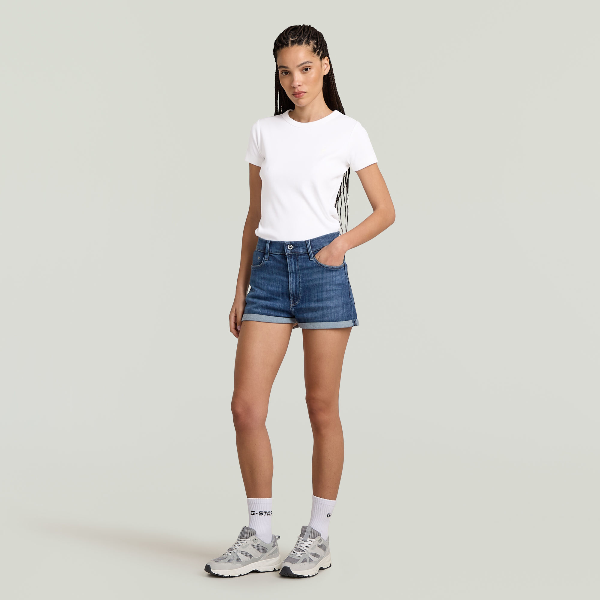 G-Star RAW Tedie Ultra High Short Midden blauw Dames