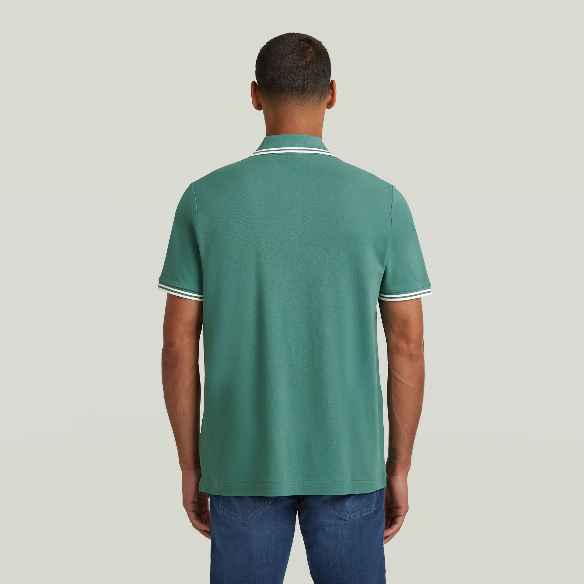 G-Star RAW Chest Logo Striped Polo Groen Heren