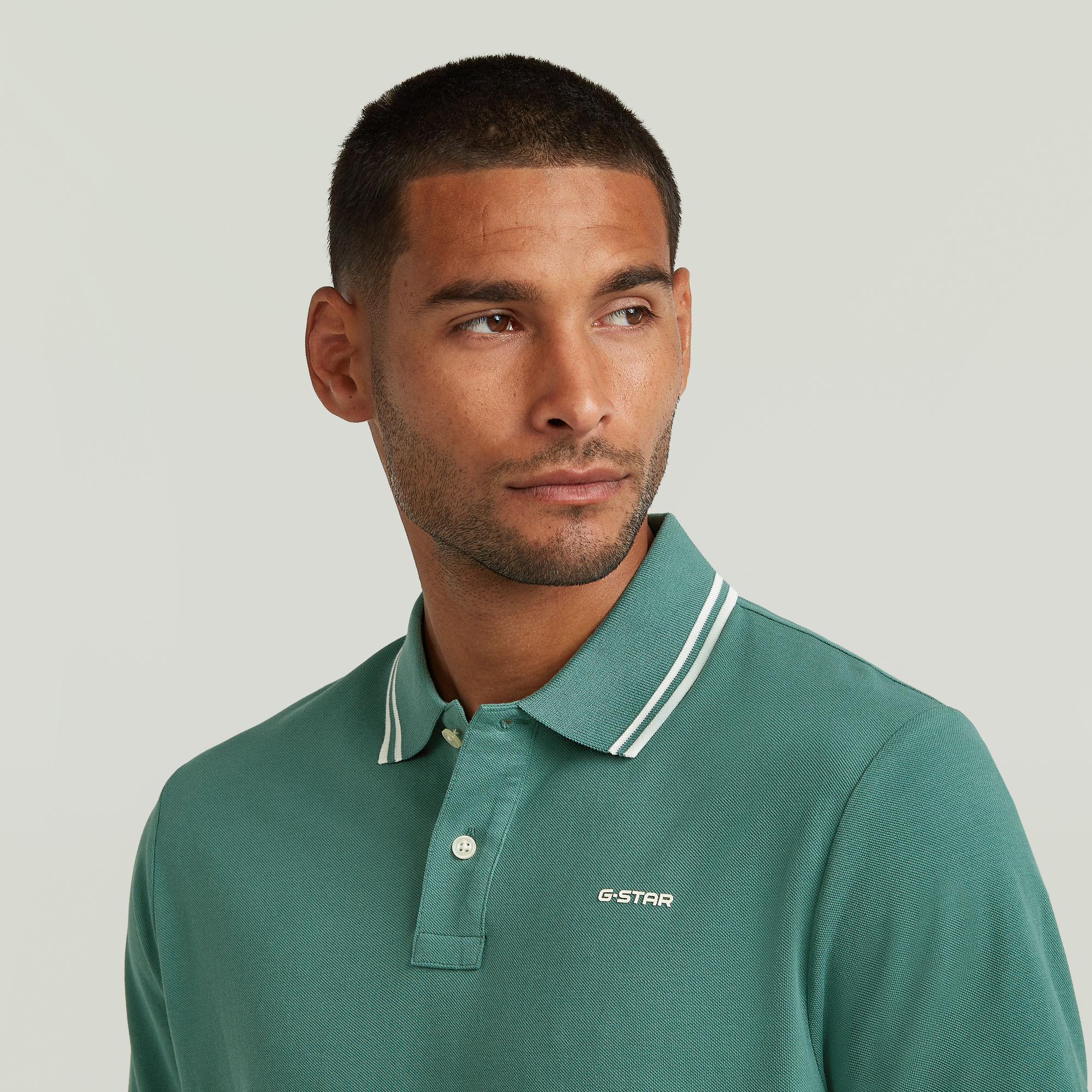 G-Star RAW Chest Logo Striped Polo Groen Heren