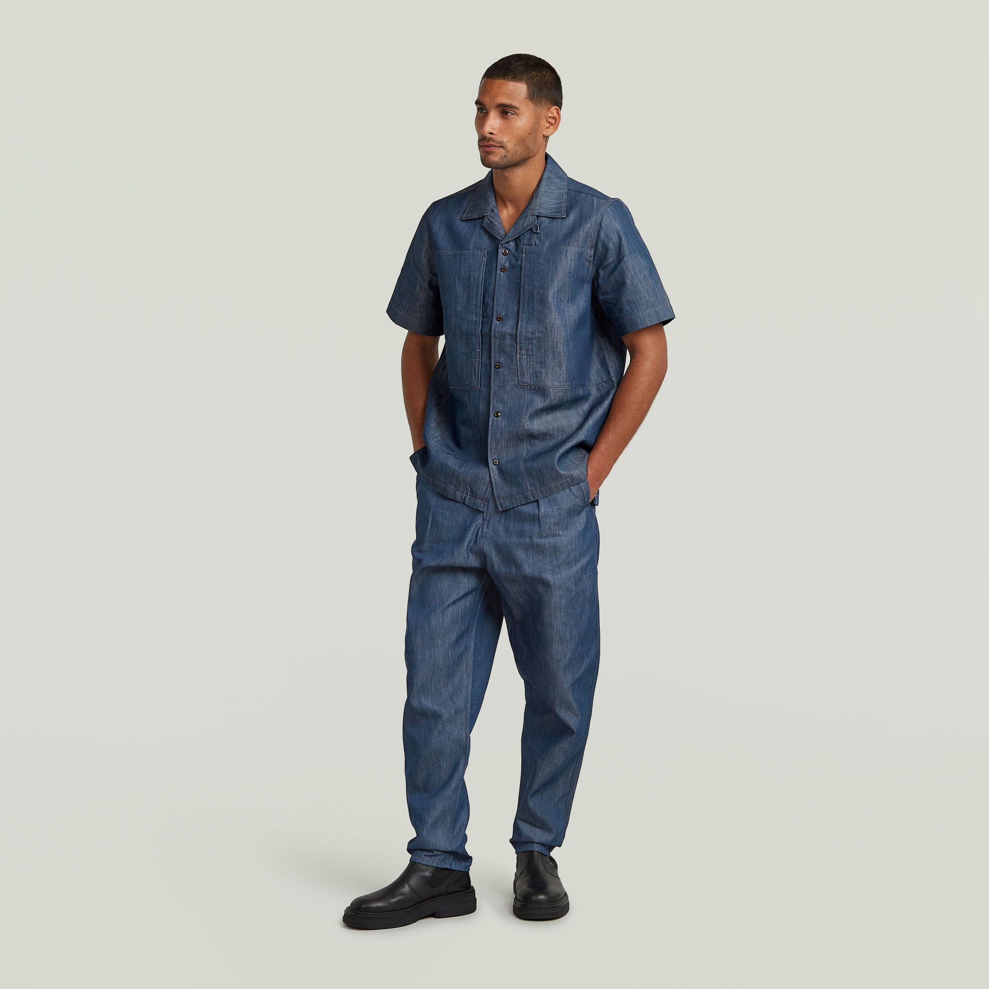 G-Star RAW Pleated Chino Relaxed Tapered Jeans Donkerblauw Heren