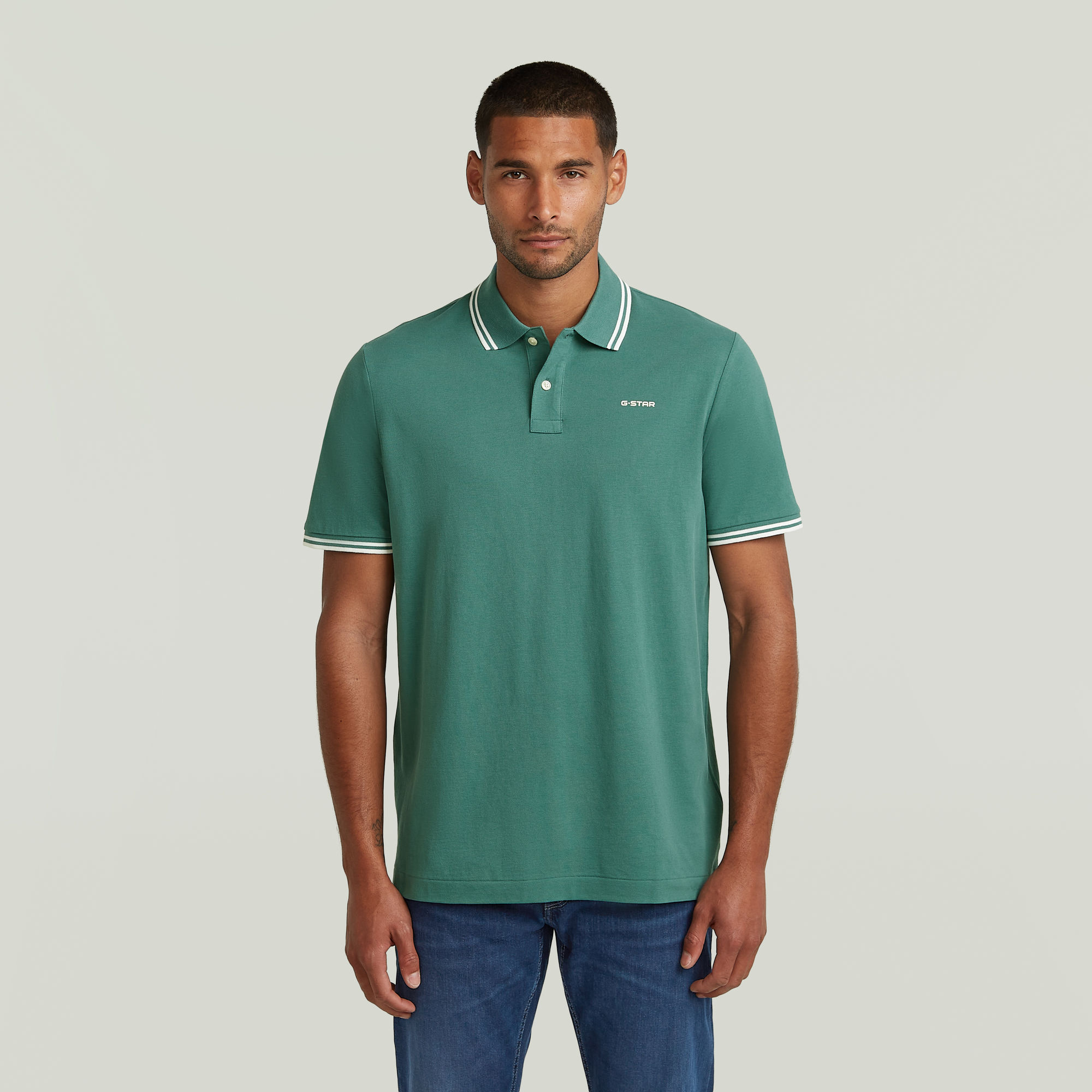 G-Star RAW Chest Logo Striped Polo - Groen - Heren