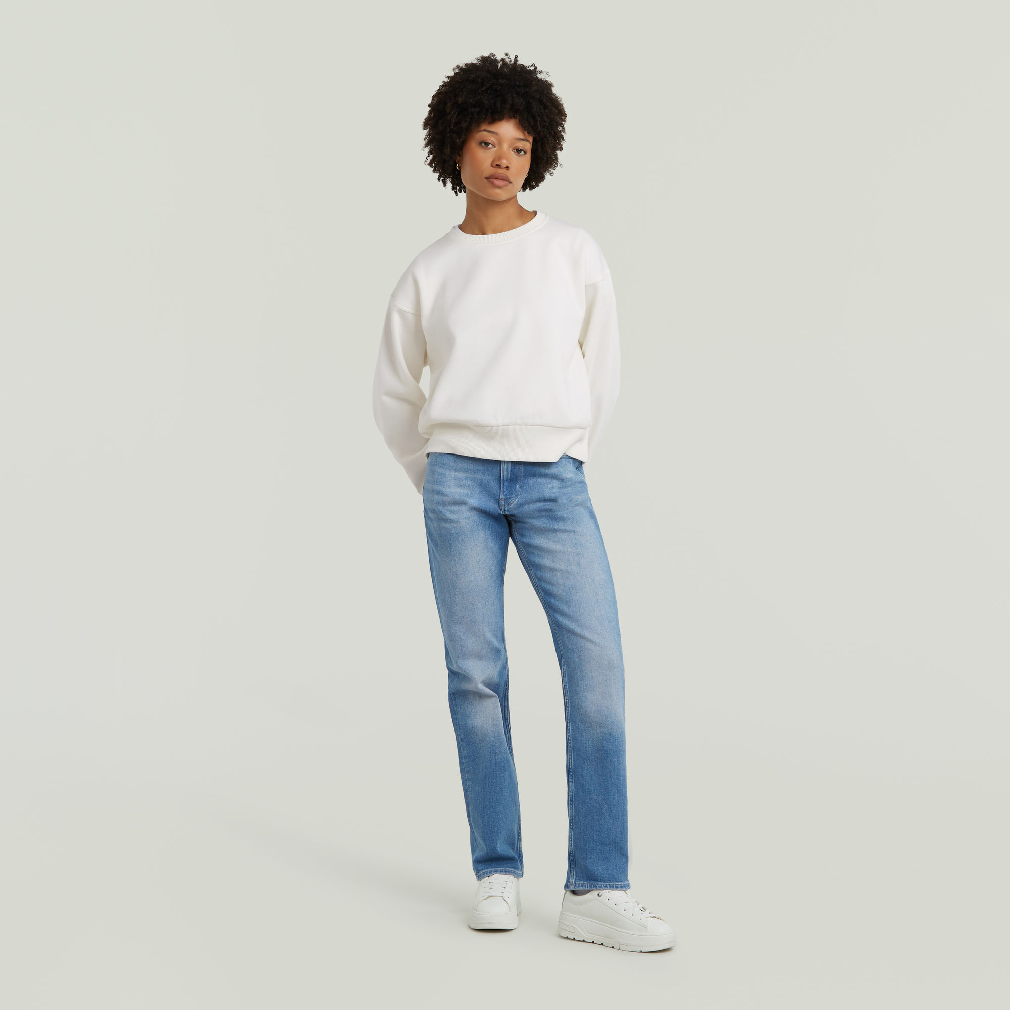 G-Star RAW Premium Core Cropped Loose Sweater Wit Dames