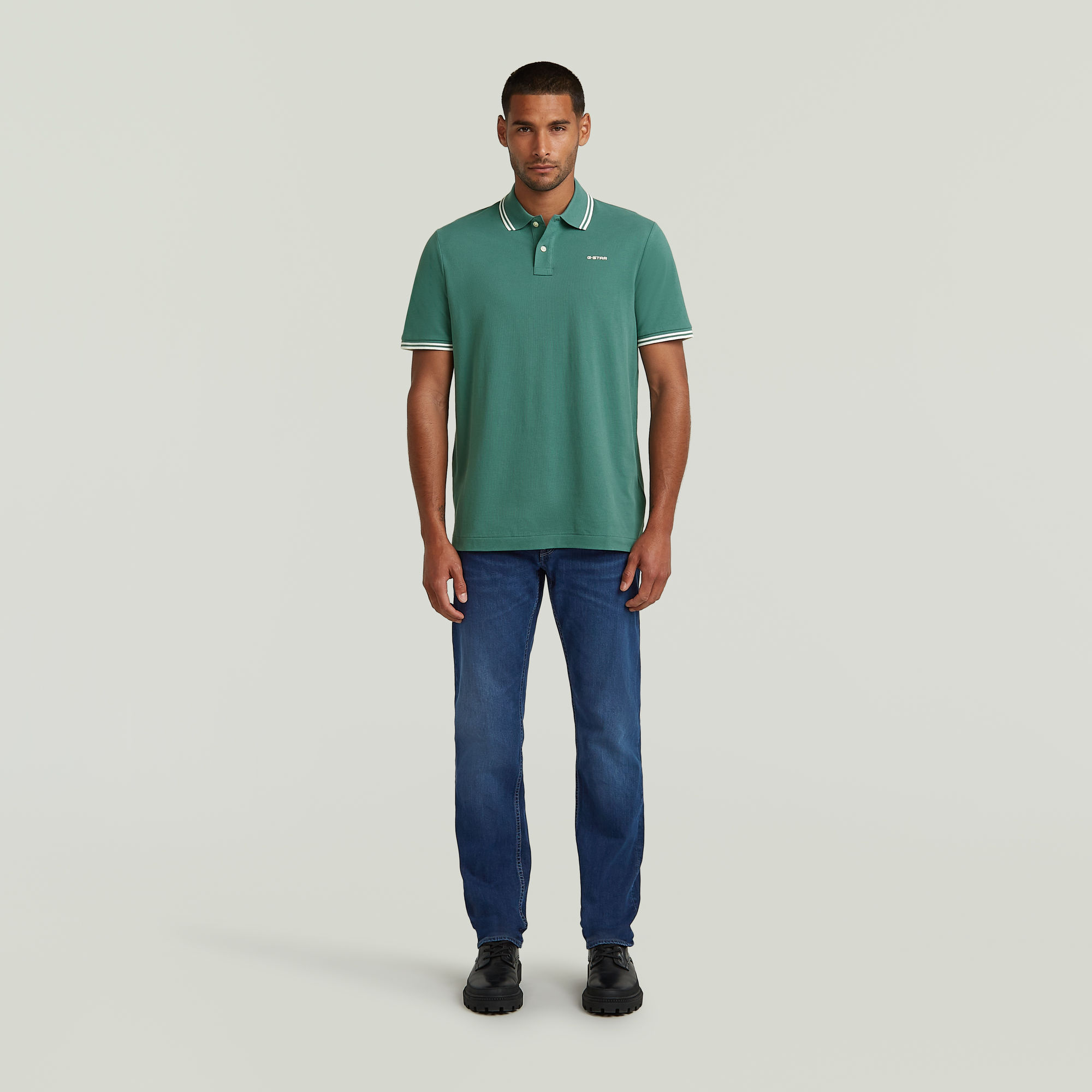 G-Star RAW Chest Logo Striped Polo Groen Heren