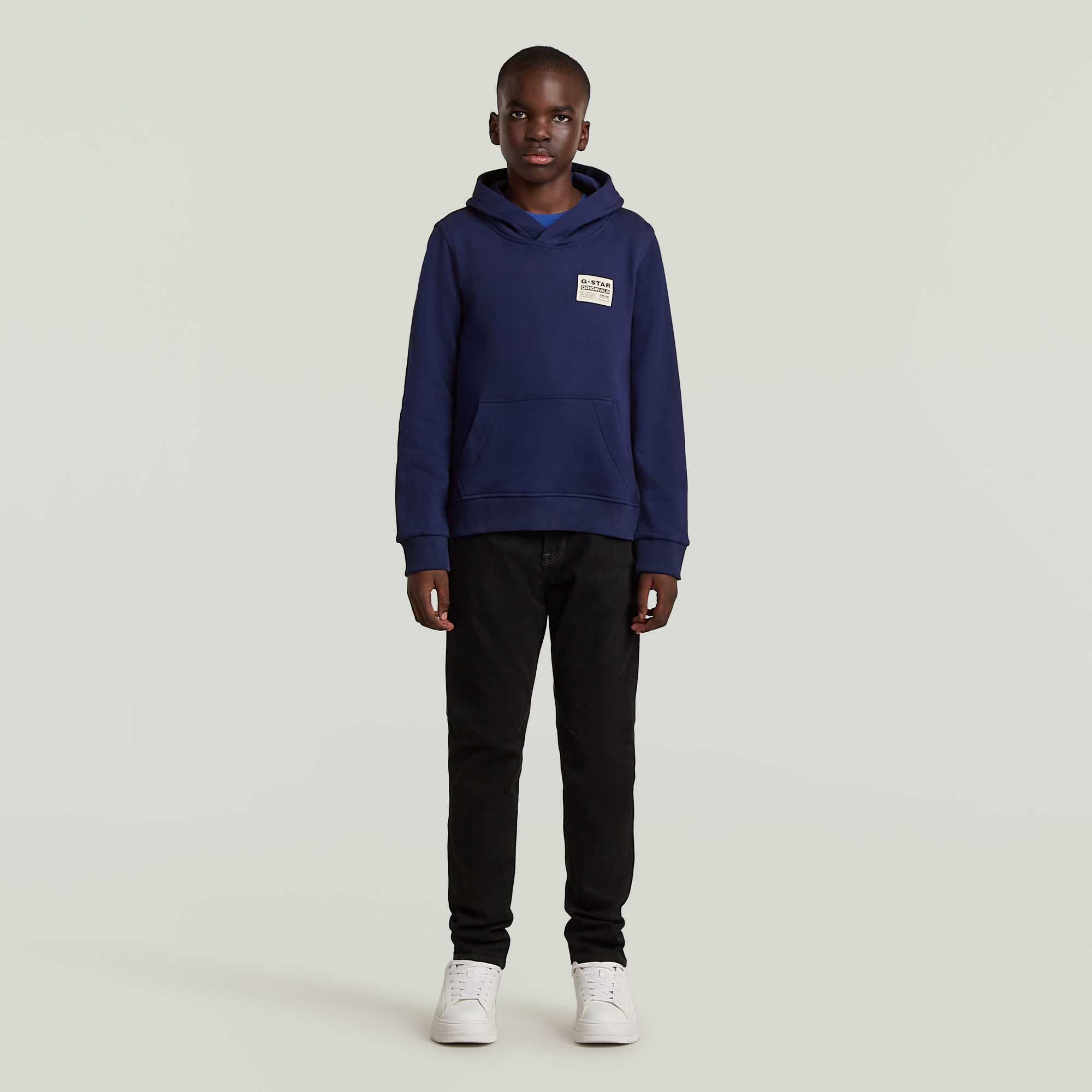 G-Star RAW Jongens Hooded Sweater Originals Patch Midden blauw jongens