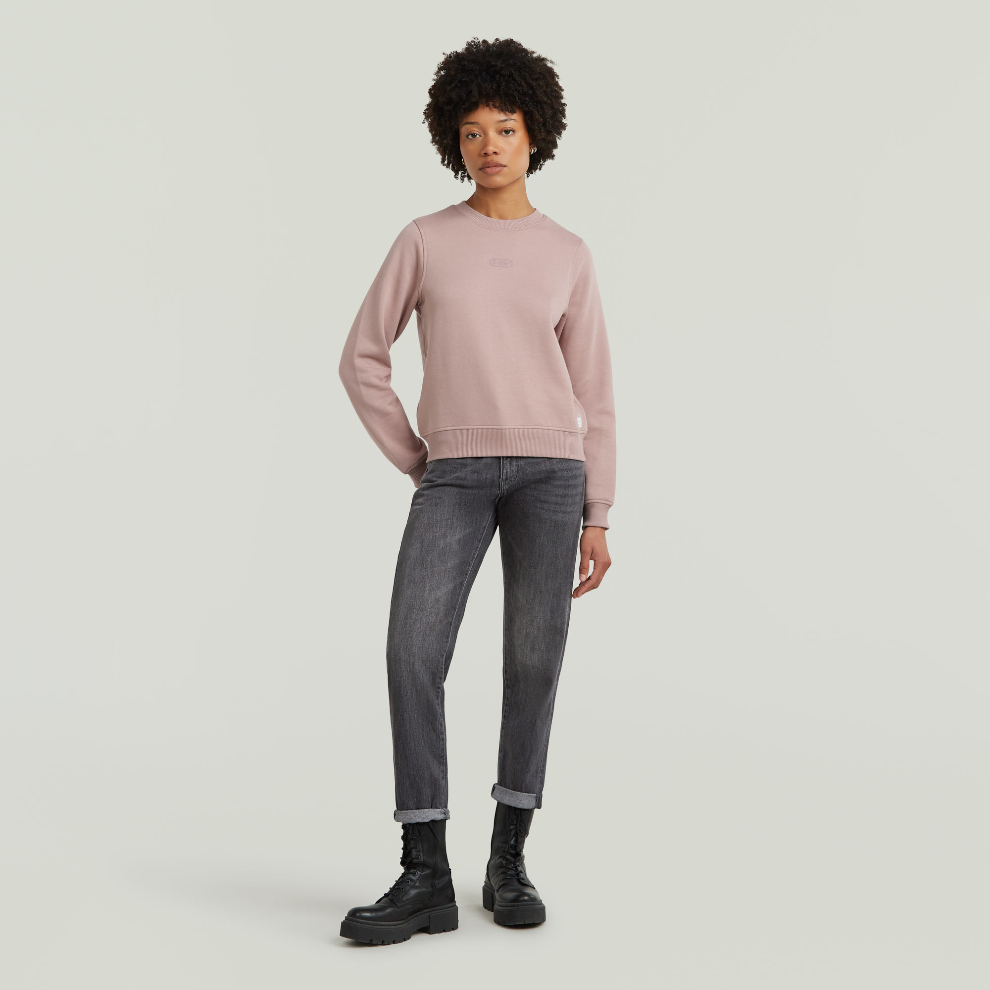 G-Star RAW Center Chest Logo Crew Sweater Roze Dames