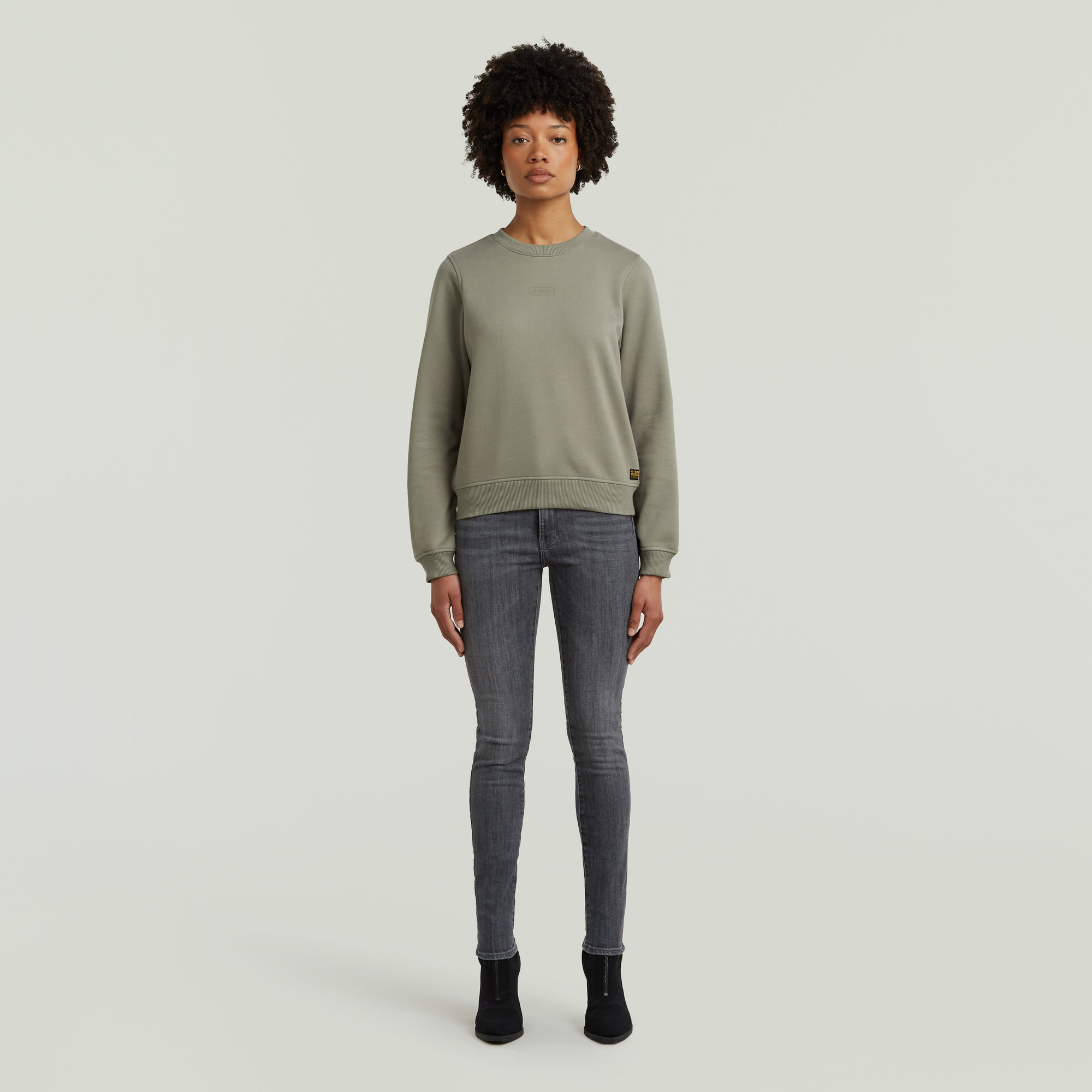 G-Star RAW Center Chest Logo Crew Sweater Groen Dames