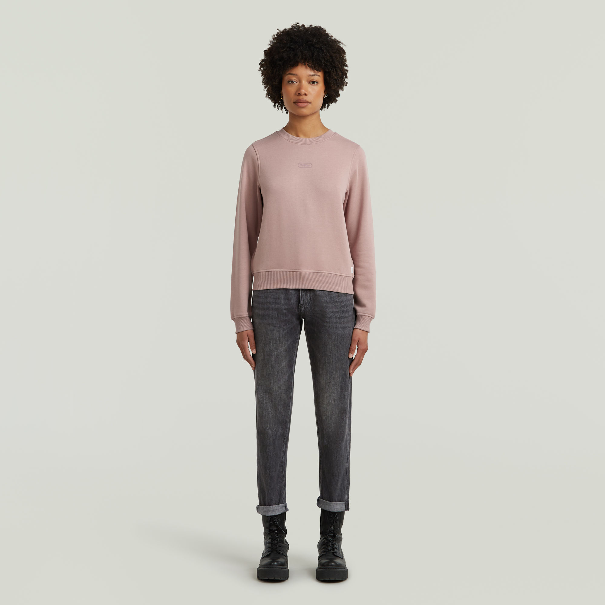 G-Star RAW Center Chest Logo Crew Sweater Roze Dames
