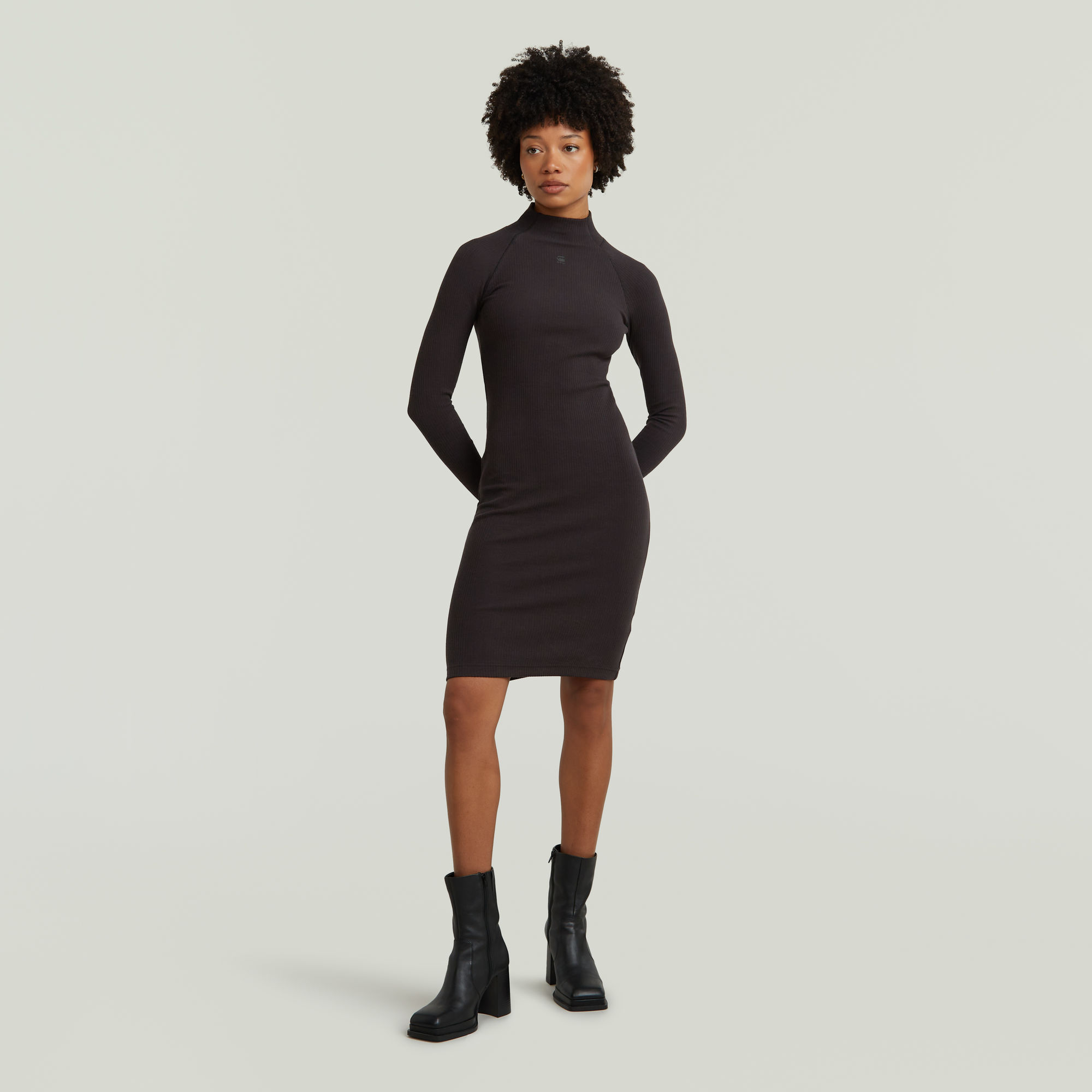 G-Star RAW Rib Slim Jurk Zwart Dames