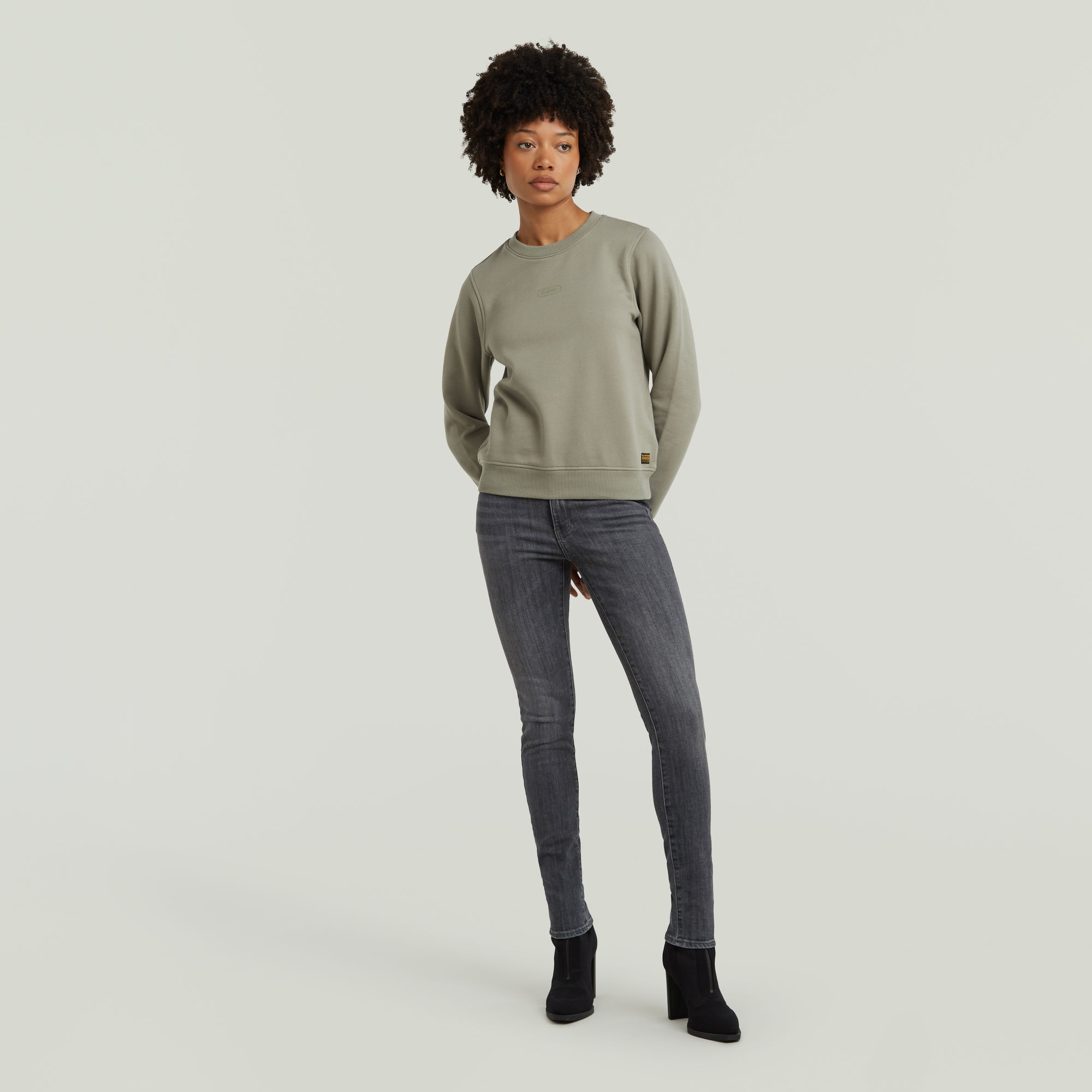 G-Star RAW Center Chest Logo Crew Sweater Groen Dames