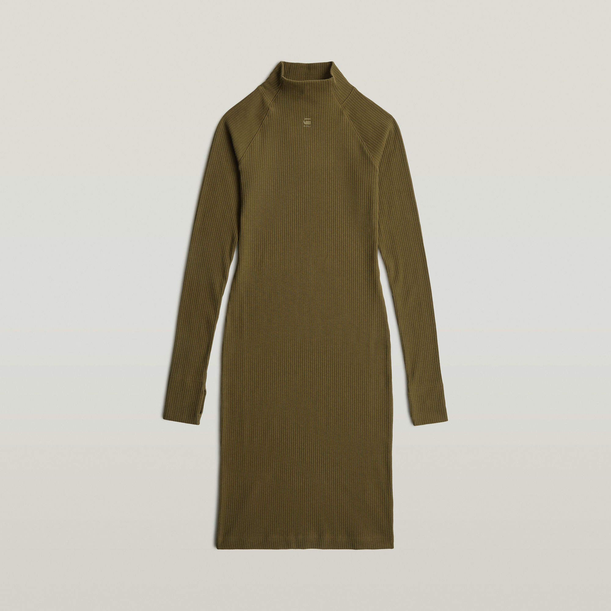 Thumbnail - Rib Slim Kleid - Grün - Damen