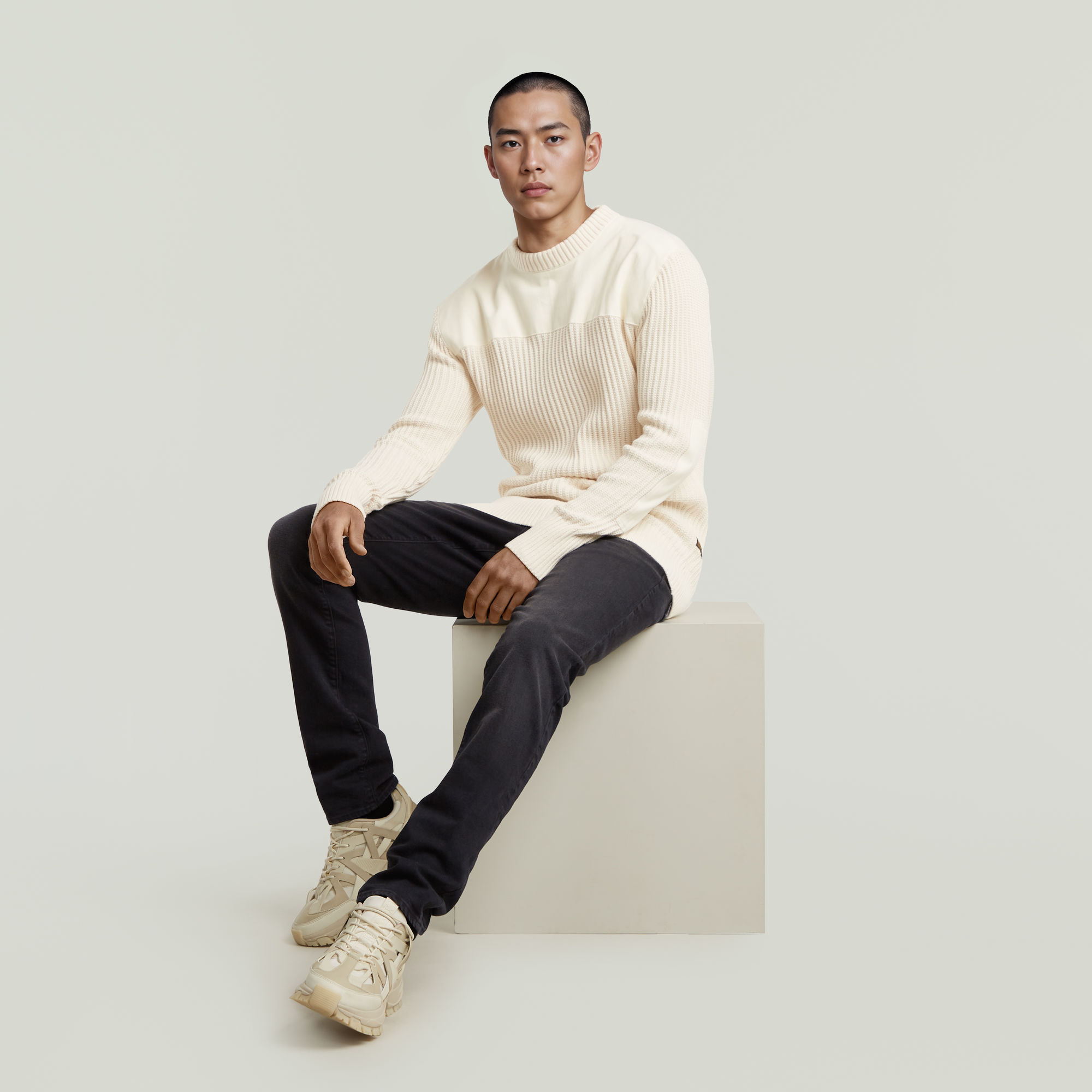G-Star RAW Army Ribbed Gebreide Trui Beige Heren