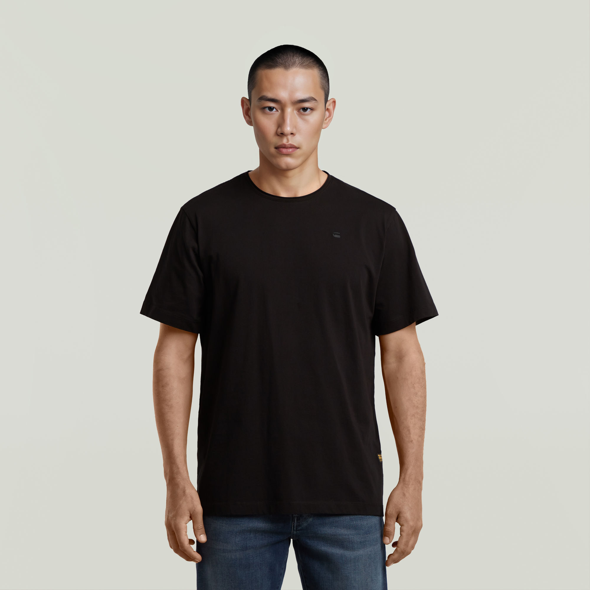 Essential Raw Neck T-Shirt - Schwarz - Herren