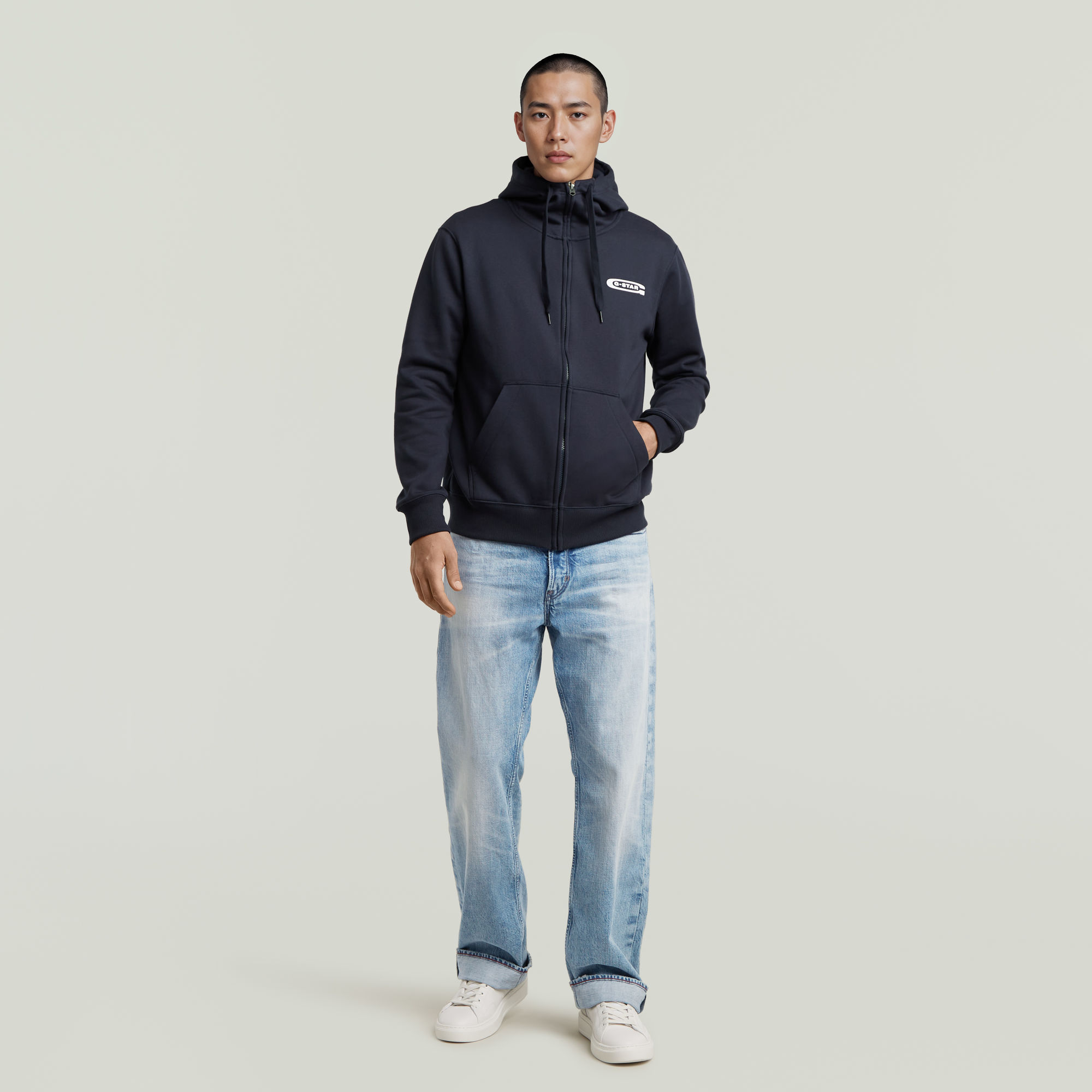 G-Star RAW Old Skool Zip Hoodie Donkerblauw Heren
