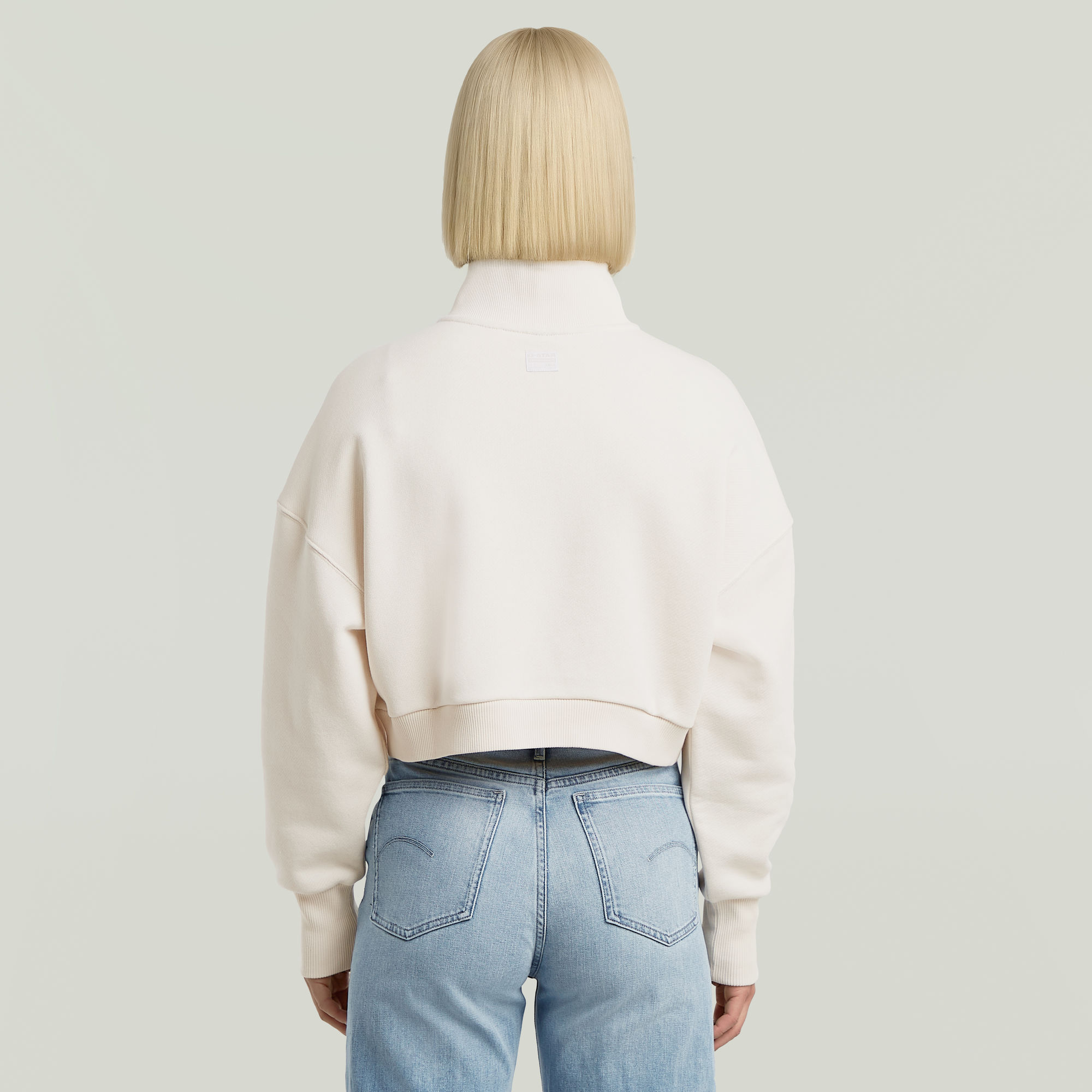 G-Star RAW Cropped Half Zip Loose Sweater Wit Dames