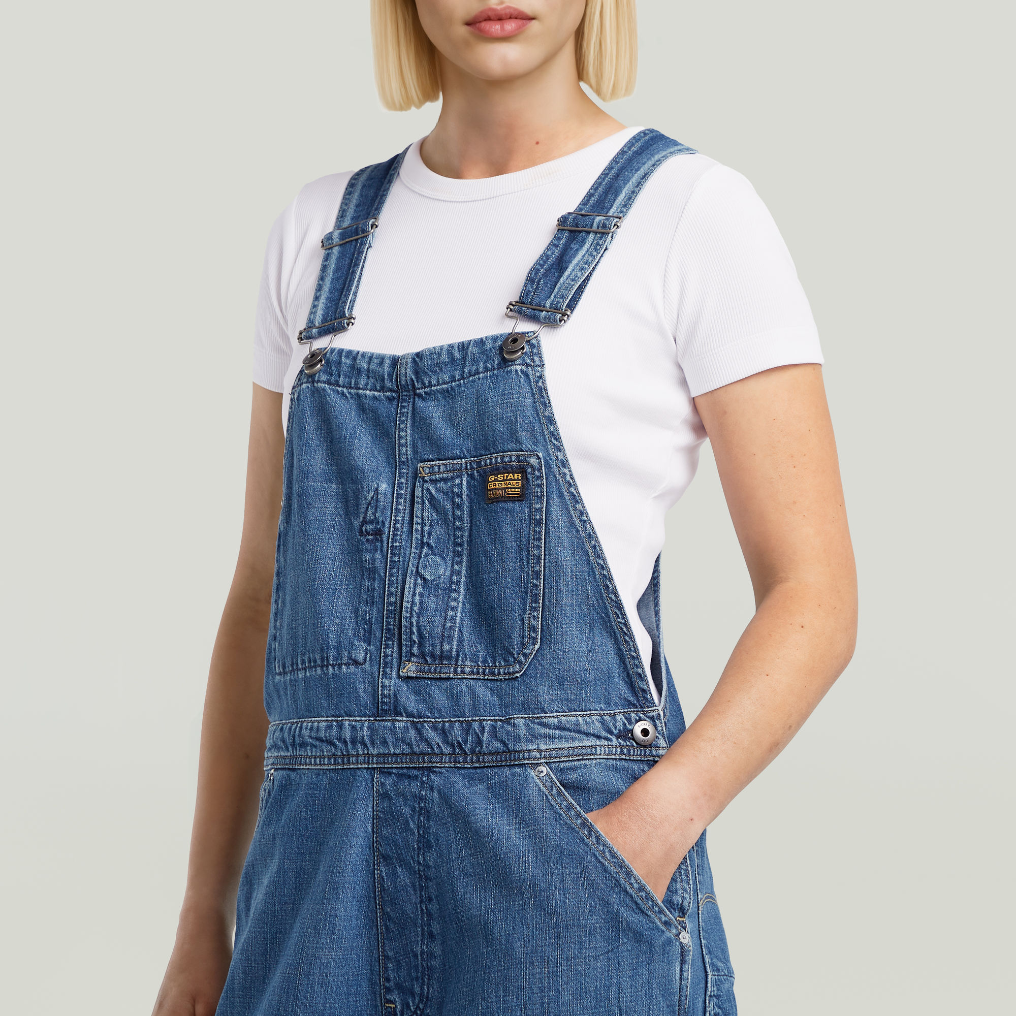 G-Star RAW Workwear Bib Tuinbroek Midden blauw Dames