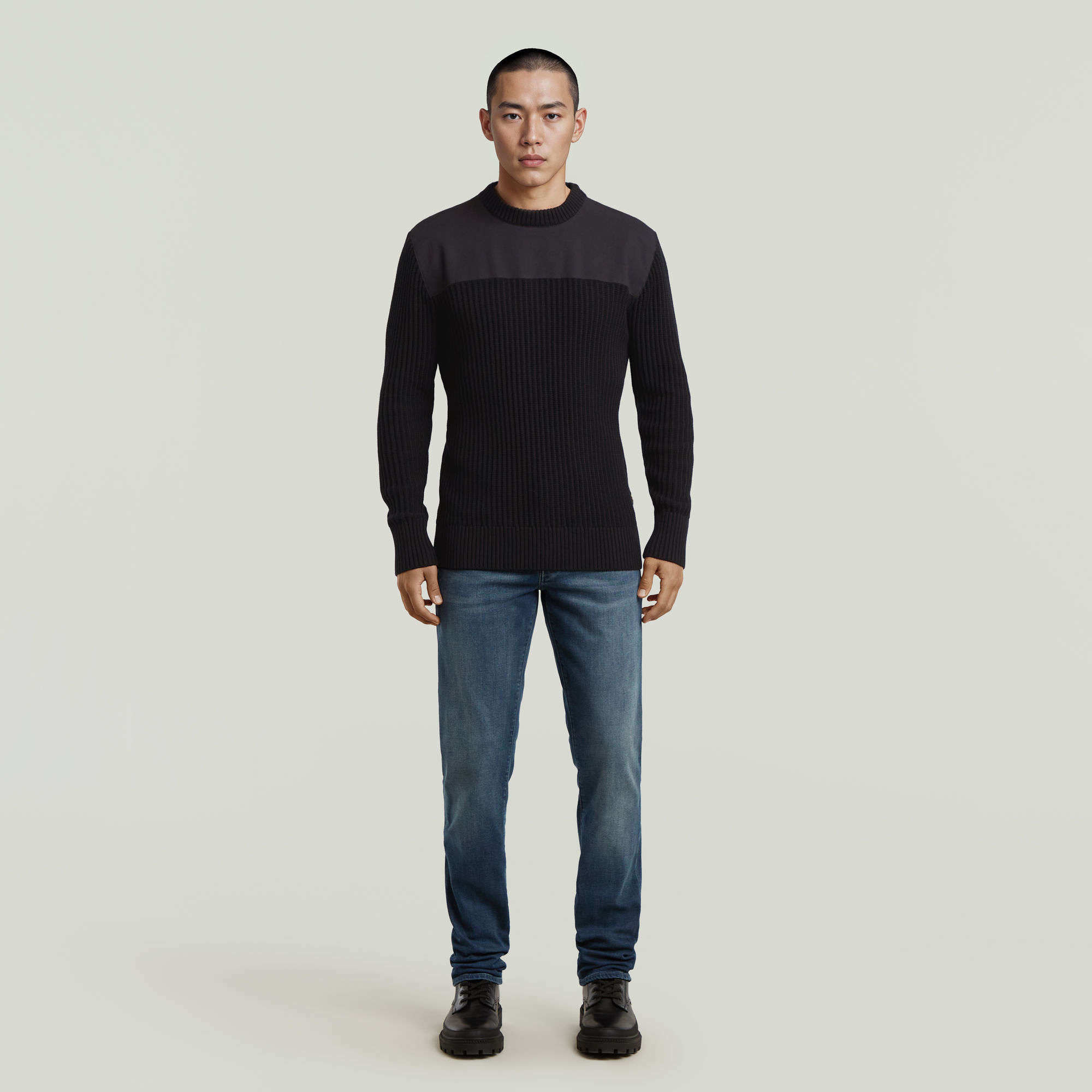 Thumbnail - Army Rib Knit Pullover - Schwarz - Herren