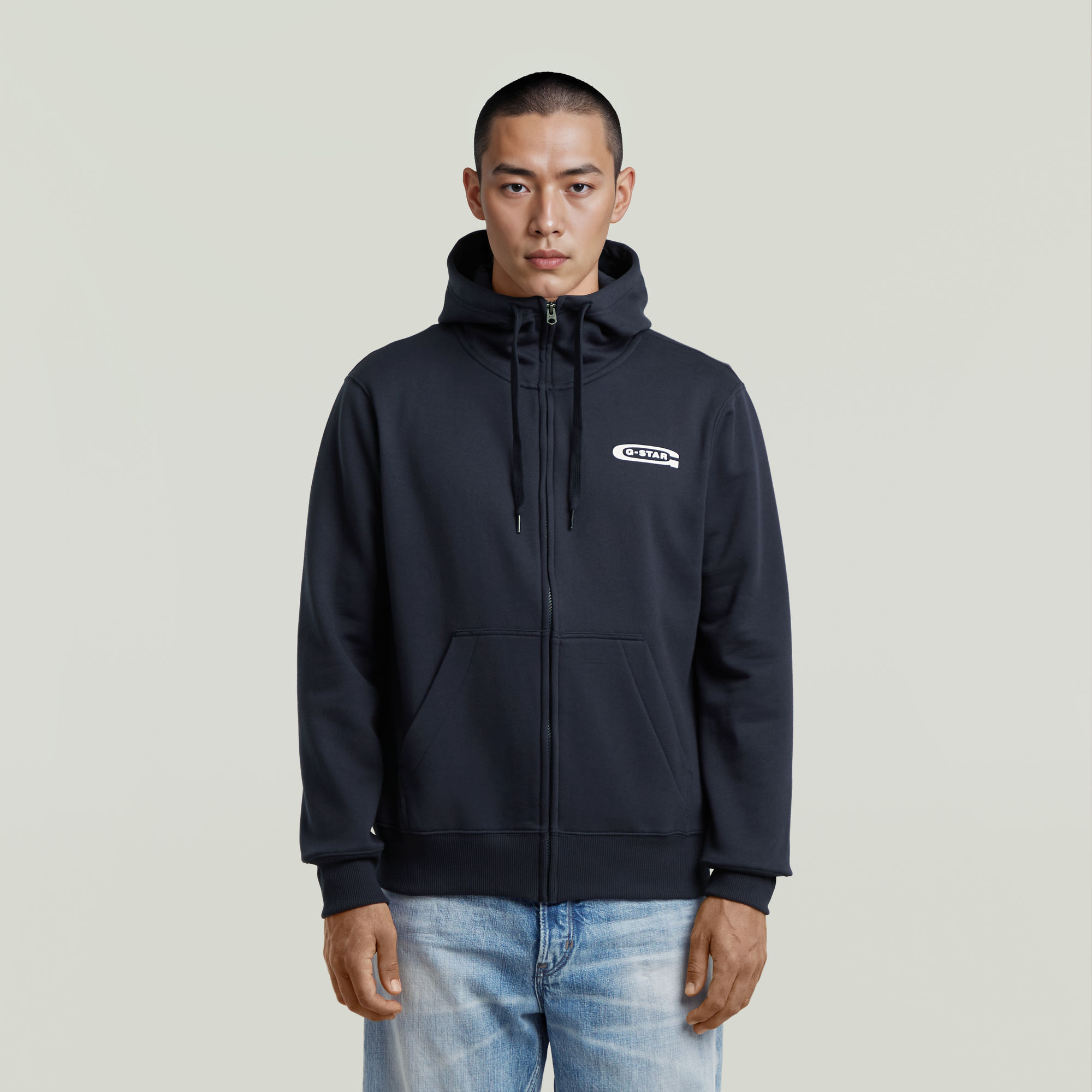 G-Star RAW Old Skool Zip Hoodie Donkerblauw Heren