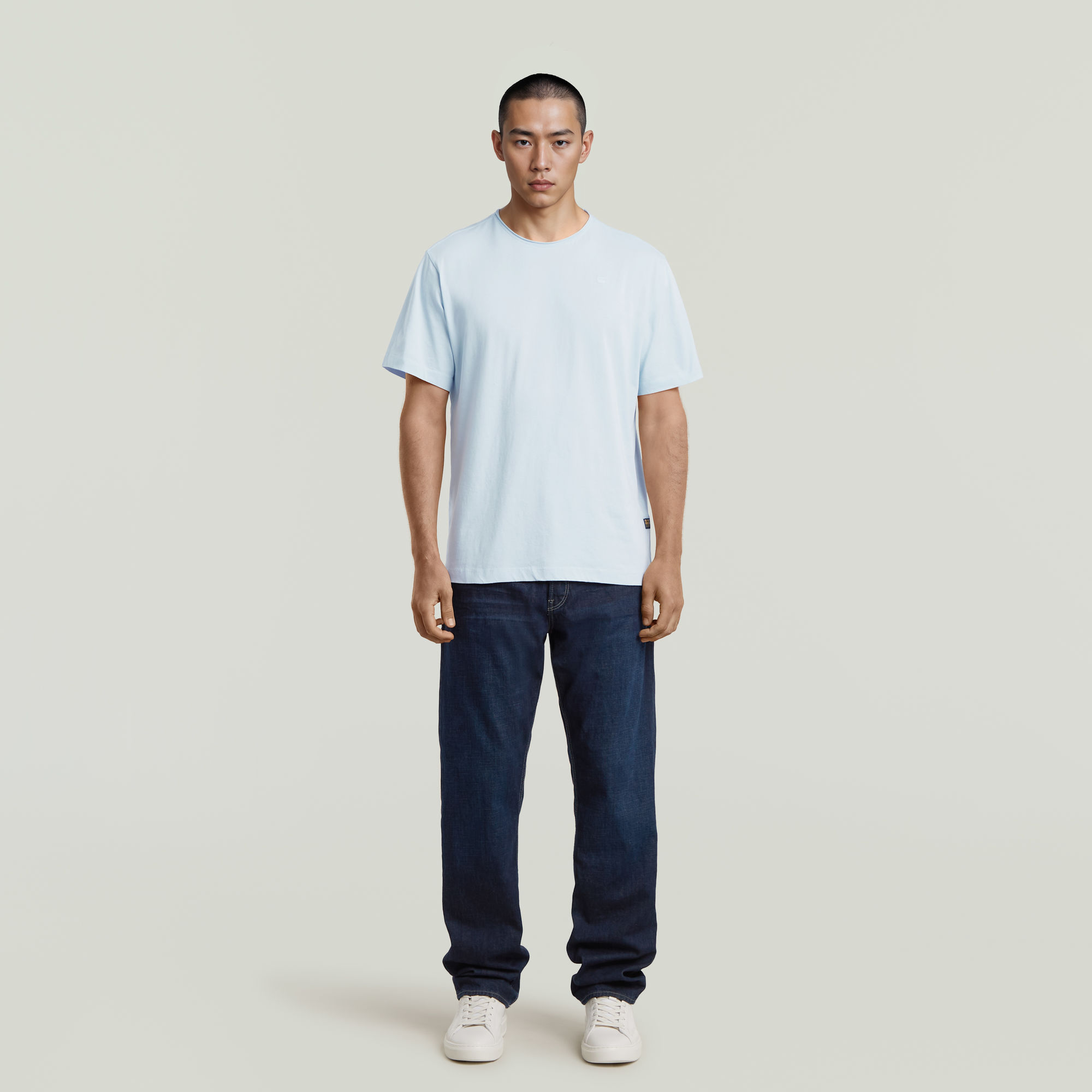 G-Star RAW Essential Raw Neck T-shirt Lichtblauw Heren