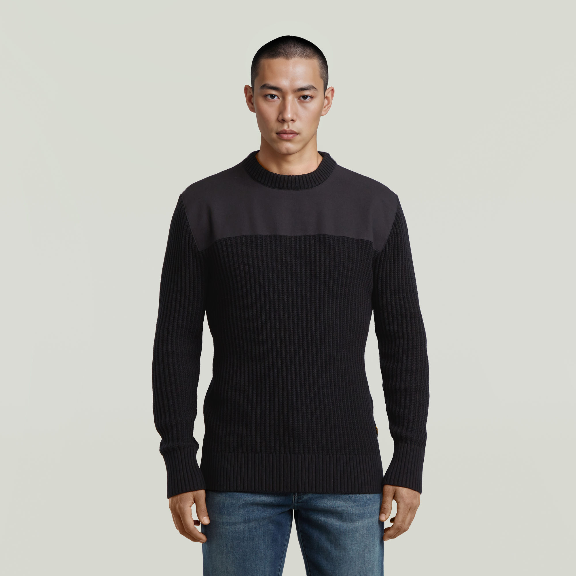 Army Rib Knit Pullover - Schwarz - Herren