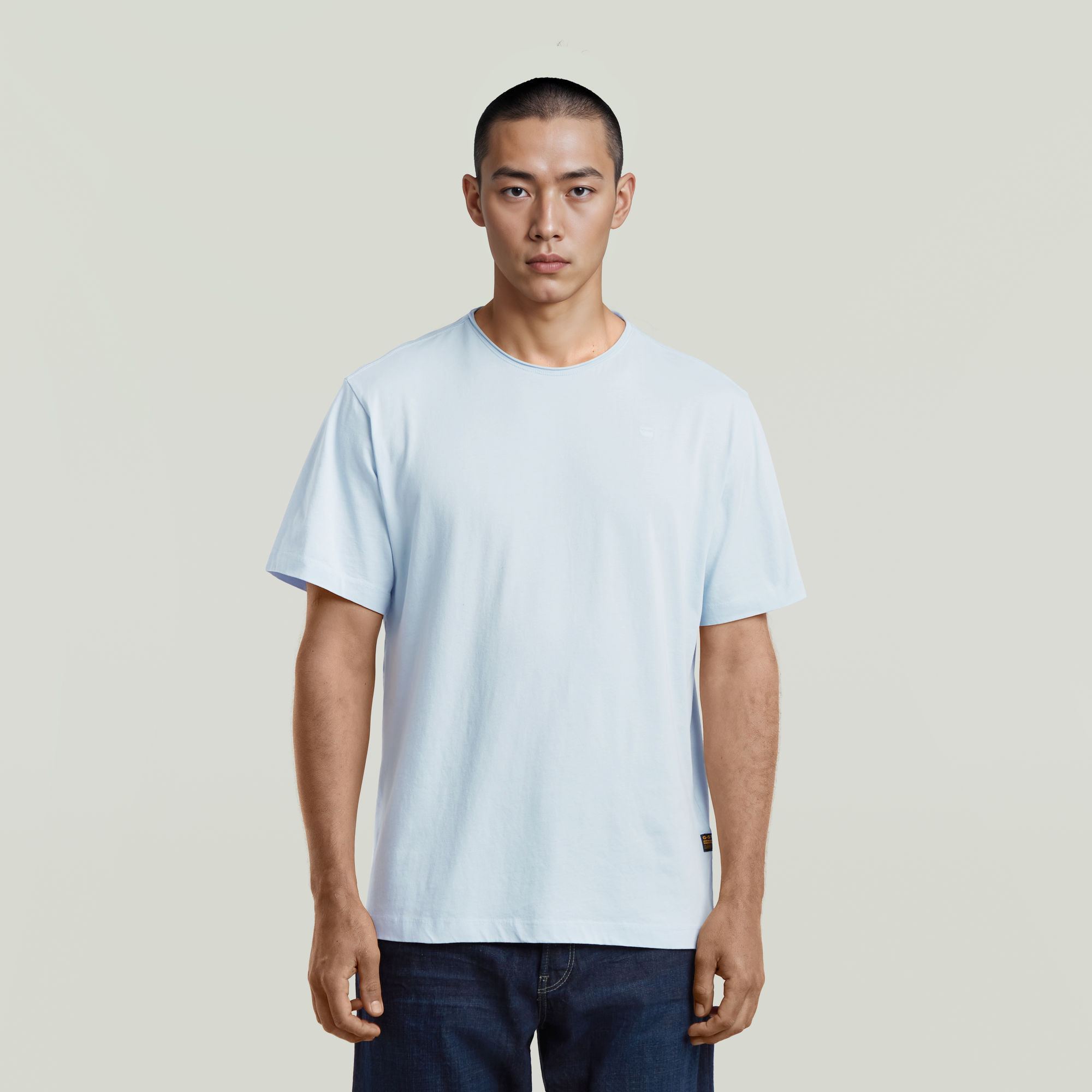 Essential Raw Neck T-Shirt - Hellblau - Herren
