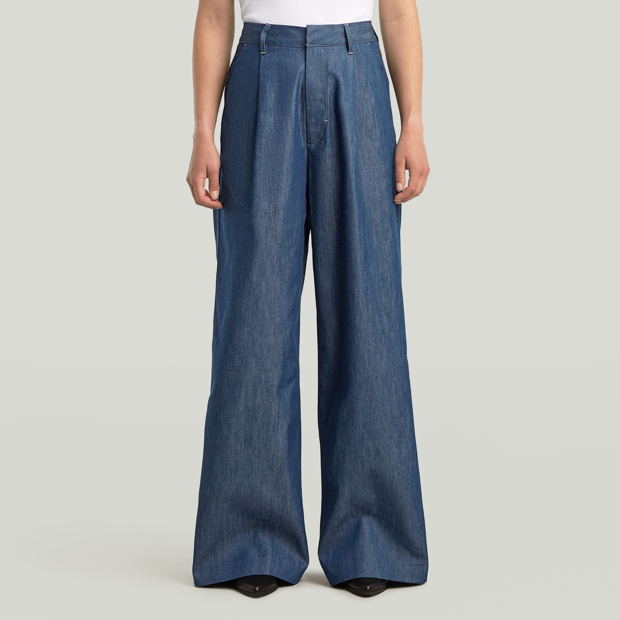 

Fluid Wide Leg Pants - Dark blue - Women