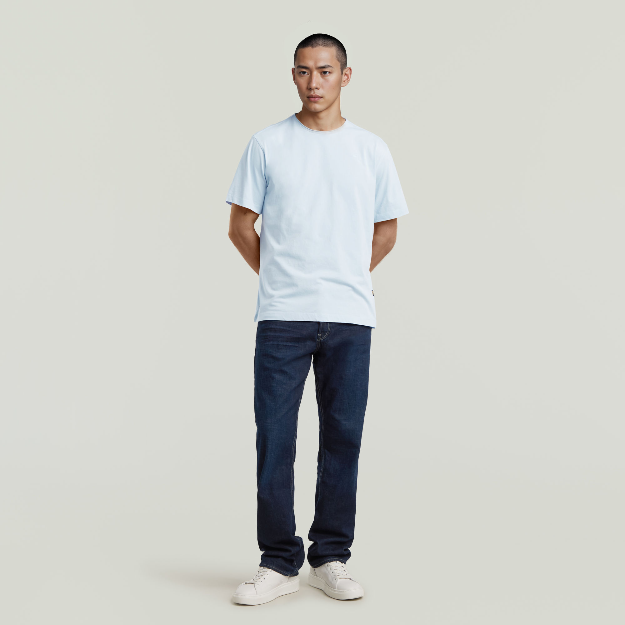 G-Star RAW Essential Raw Neck T-shirt Lichtblauw Heren