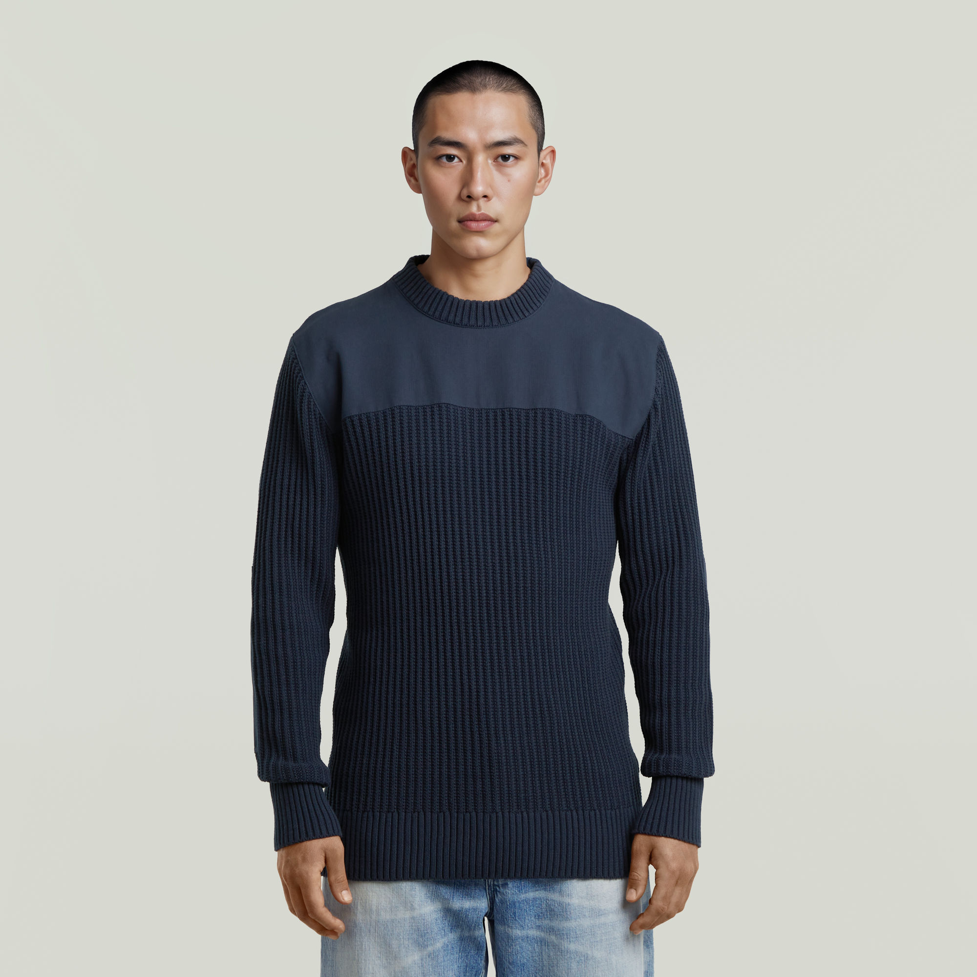 Army Rib Knit Pullover - Dunkelblau - Herren